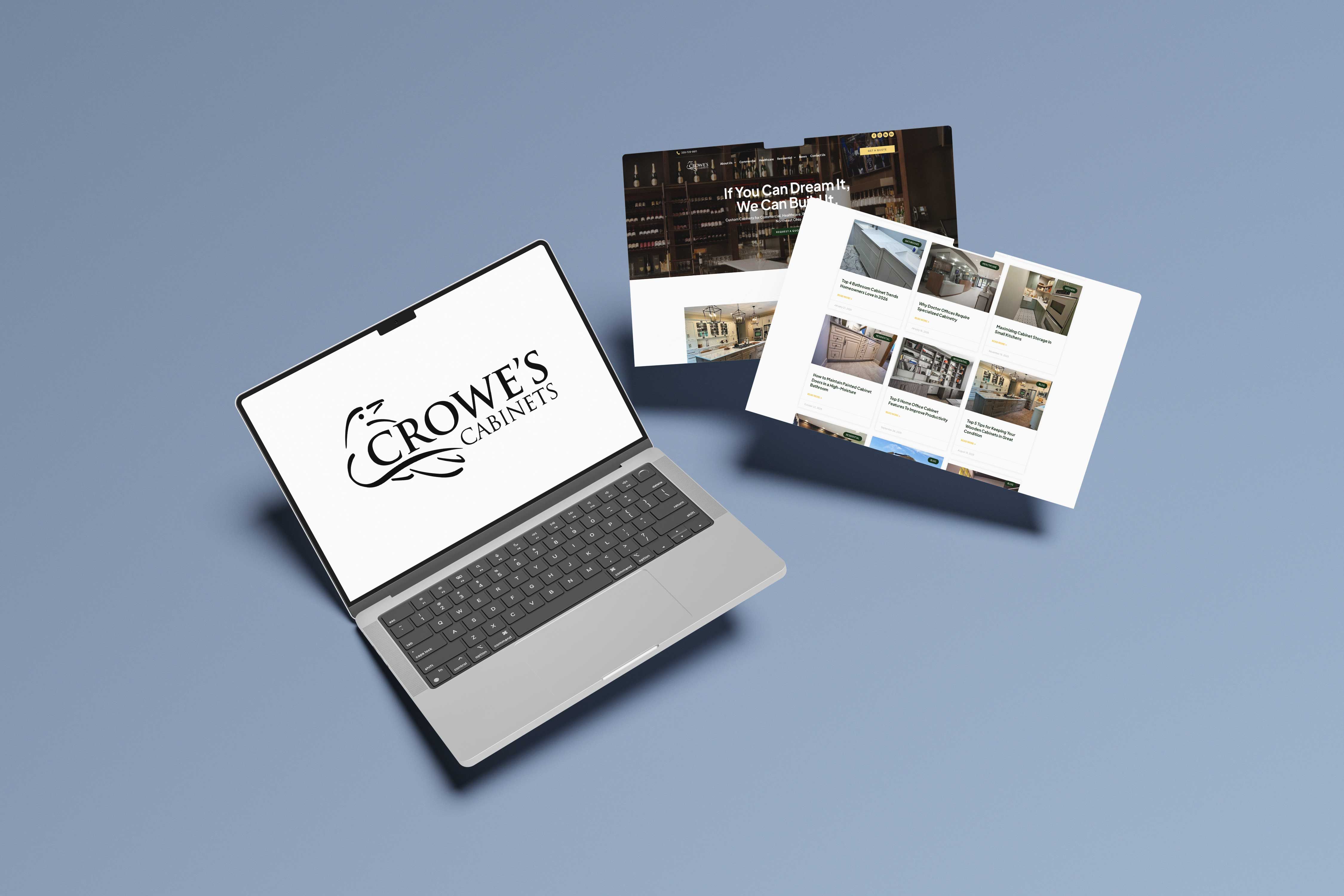 Crowe cabinets black and white logo displayed on a computer