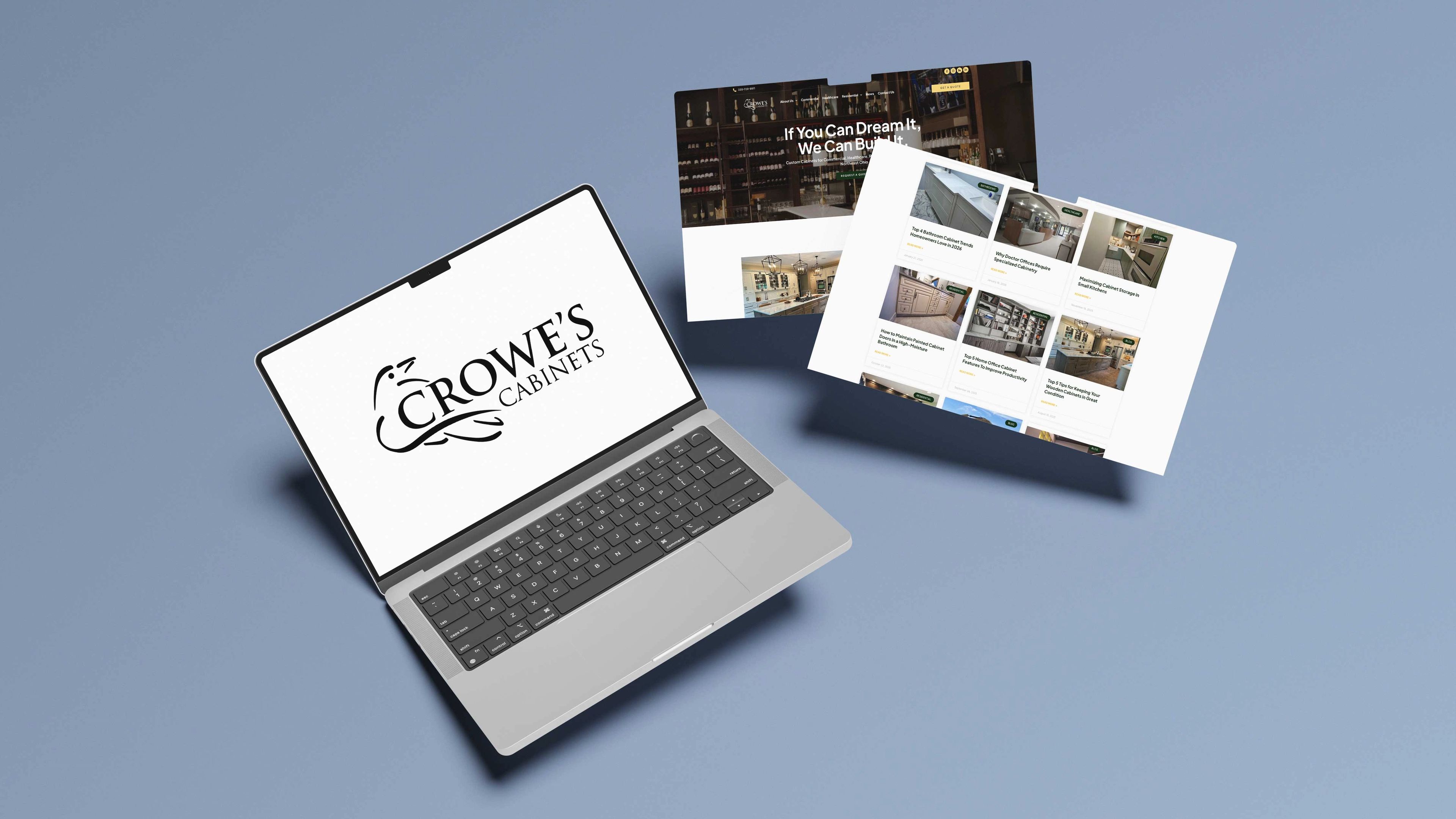 Crowe cabinets black and white logo displayed on a computer