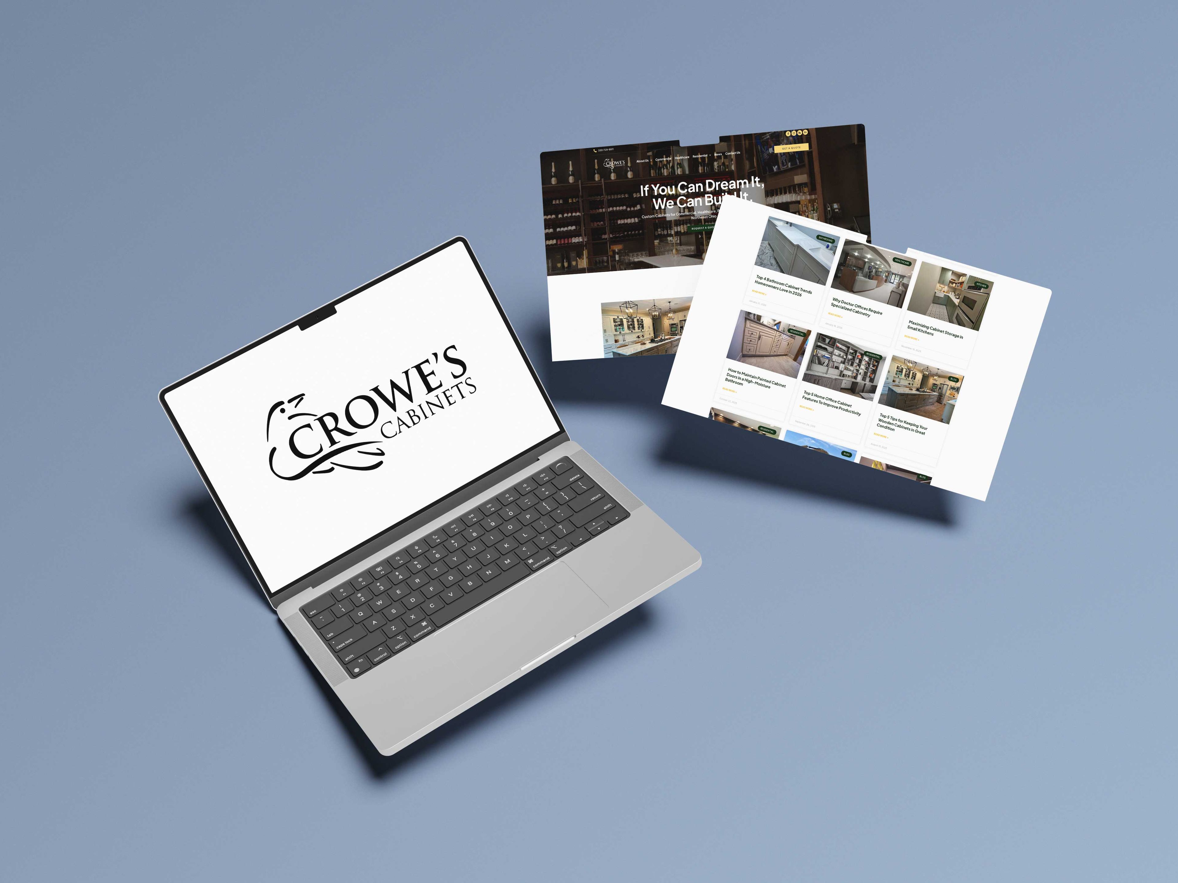 Crowe cabinets black and white logo displayed on a computer