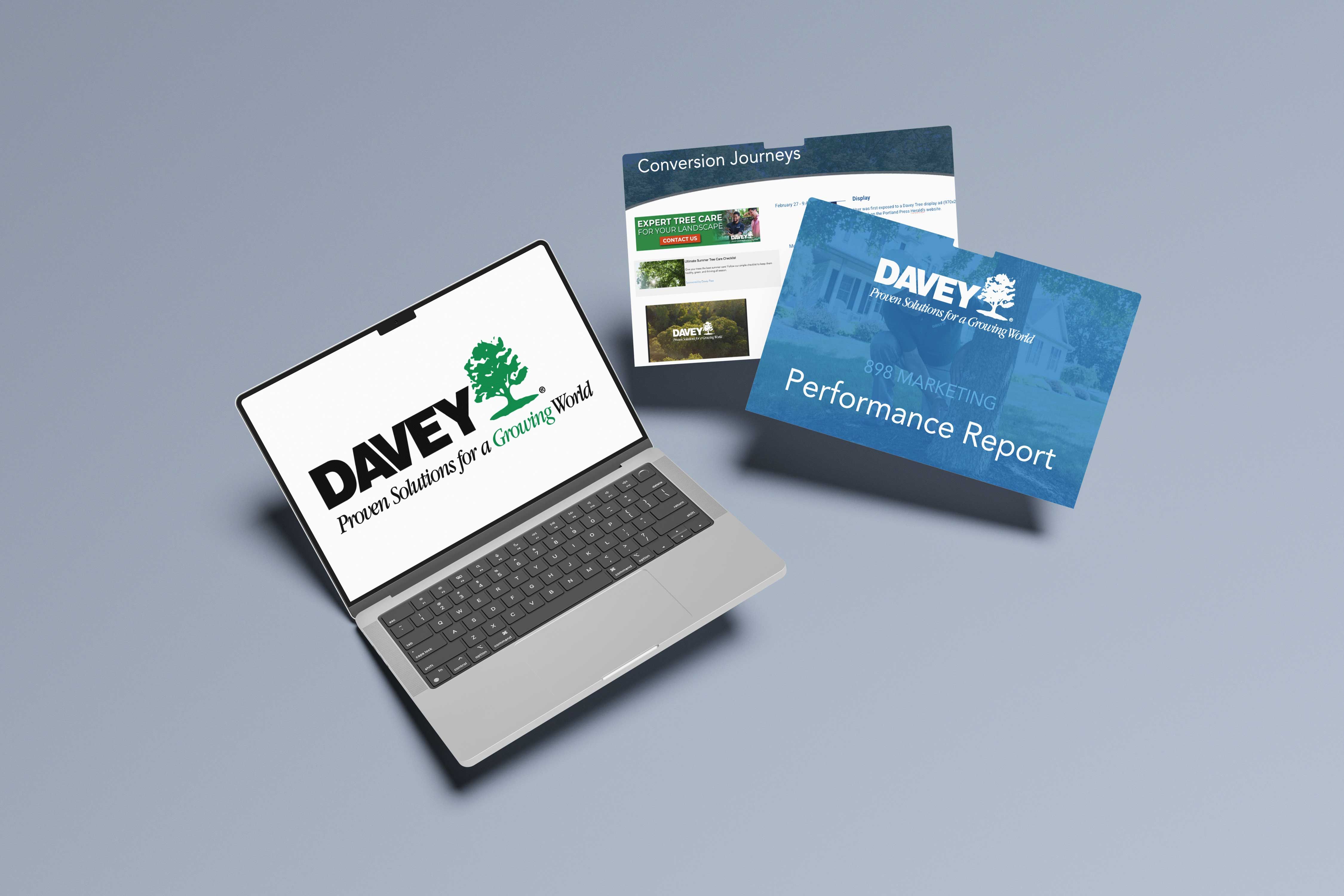 Davey Tree Logo displayed on a website and their performance report.