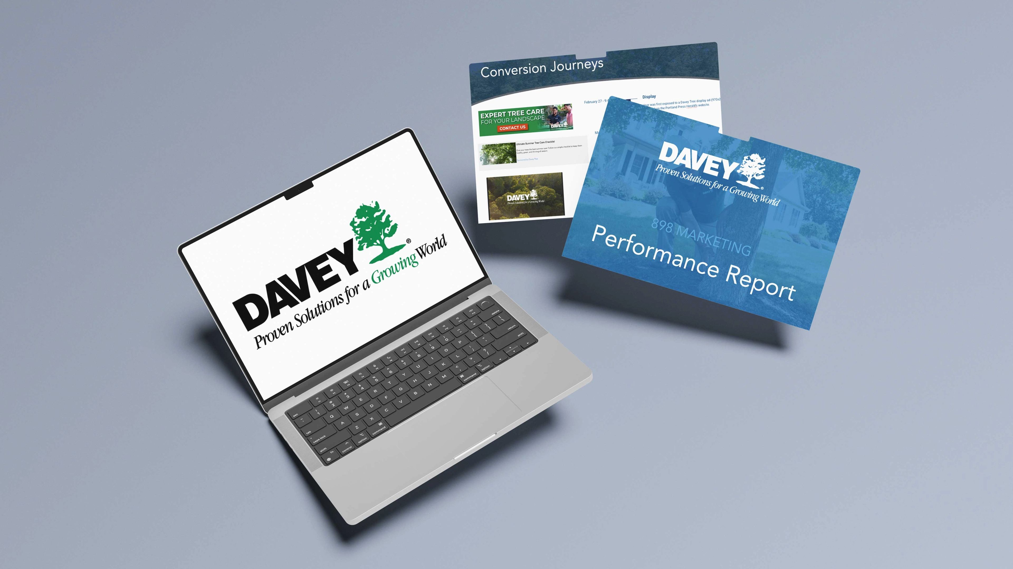Davey Tree Logo displayed on a website and their performance report.
