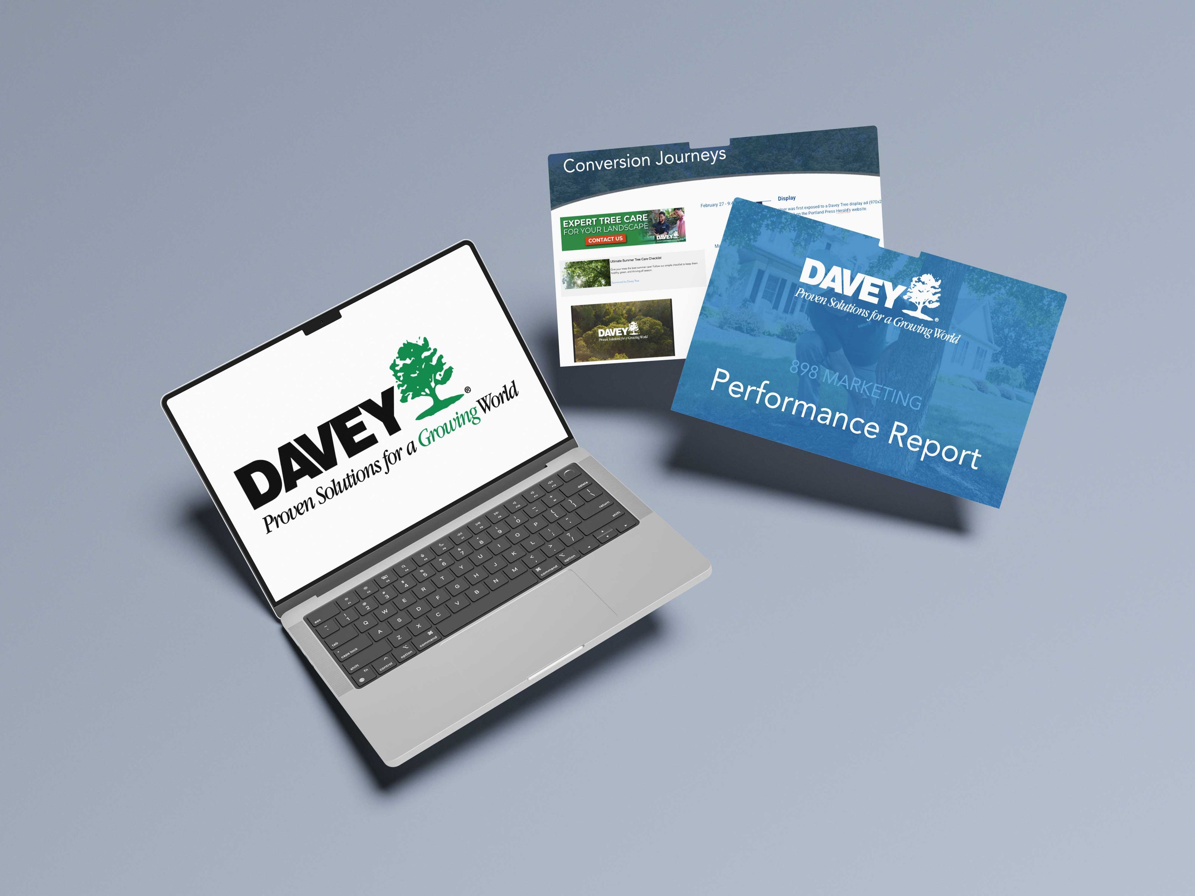 Davey Tree Logo displayed on a website and their performance report.