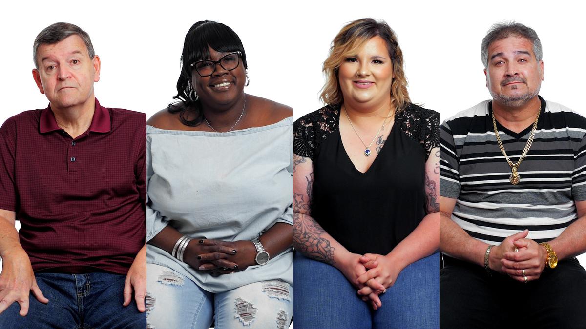 People sitting down smiling