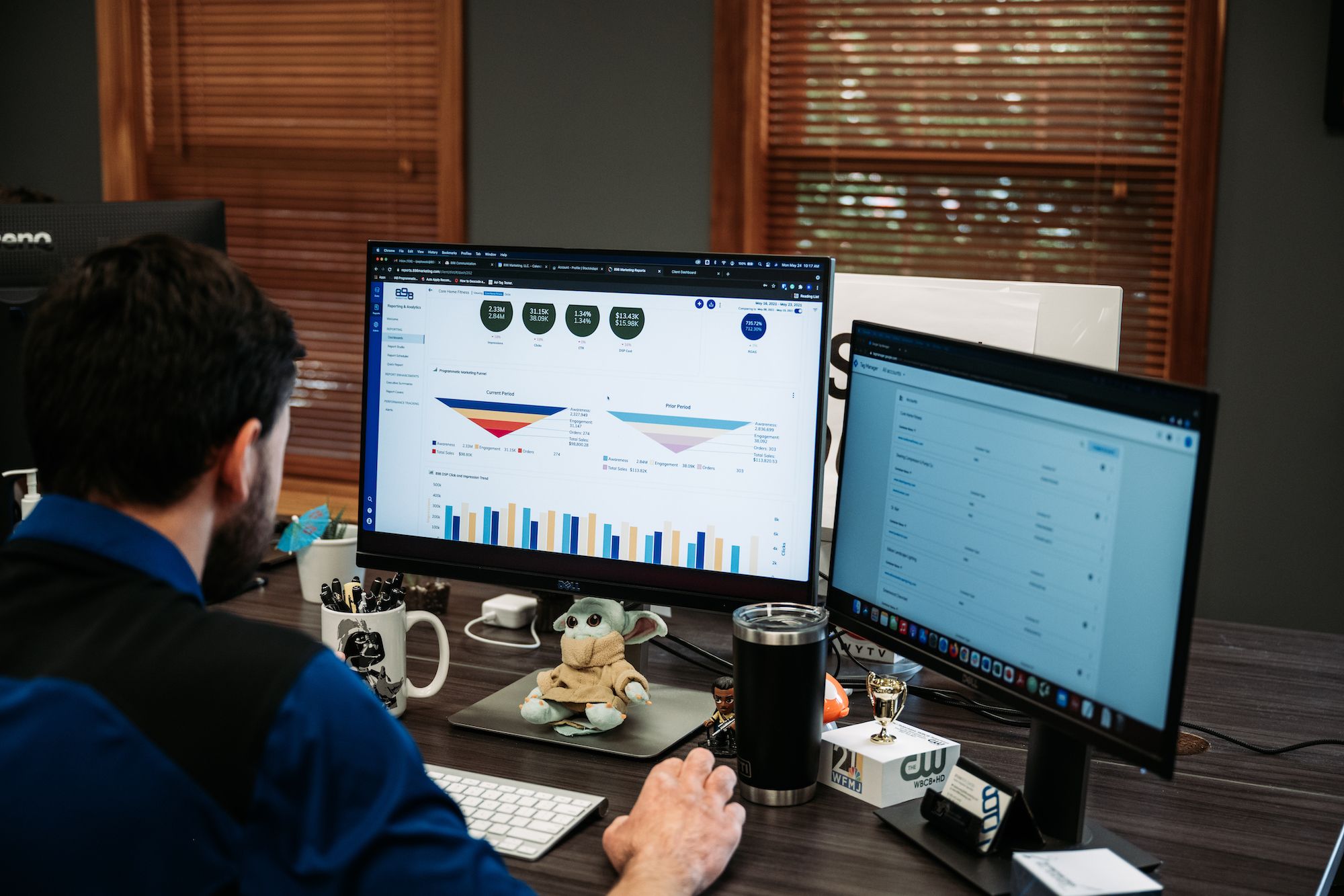 Digital marketer working at desk