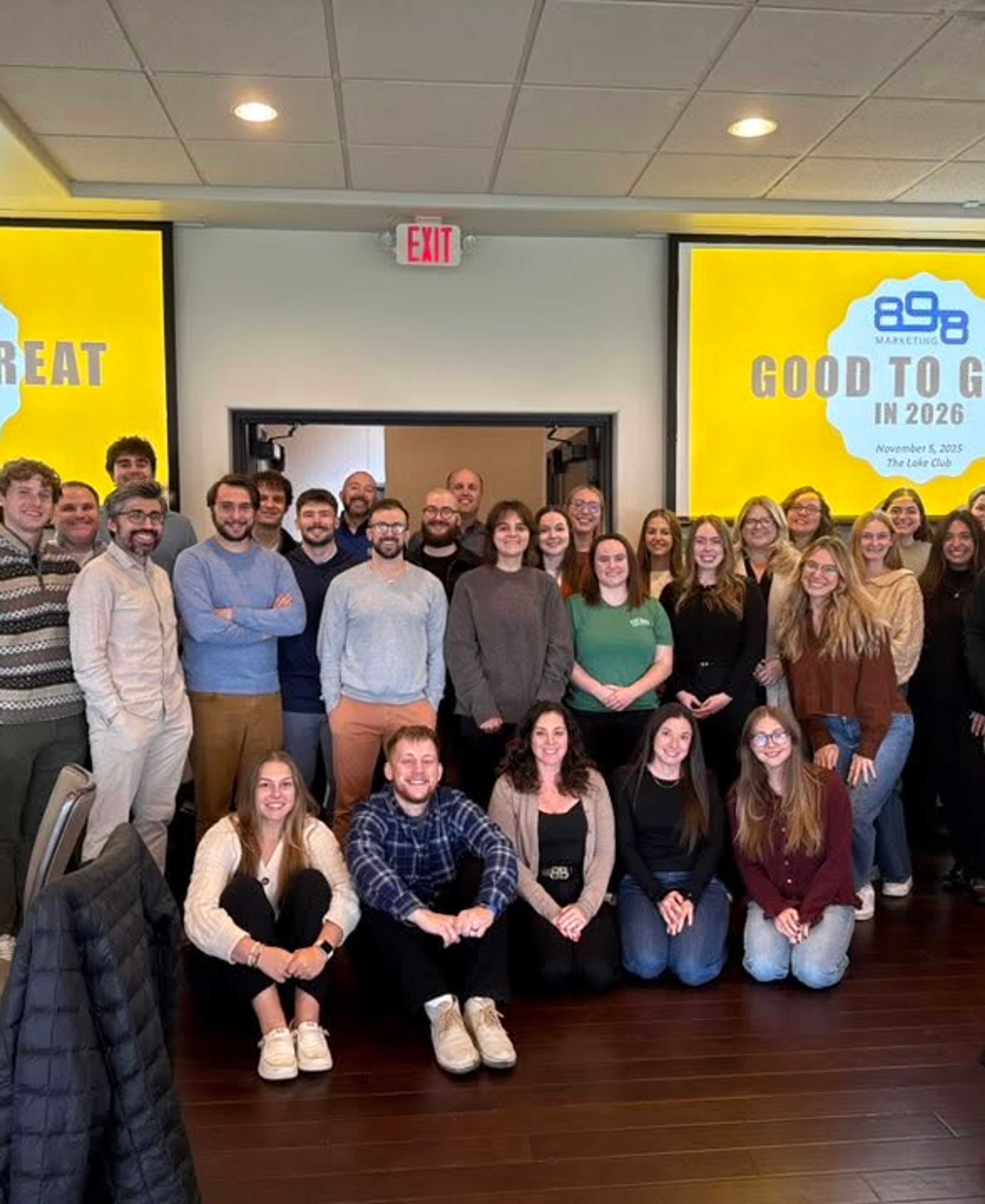 The 898 marketing team group photo at the Good to Great company retreat.