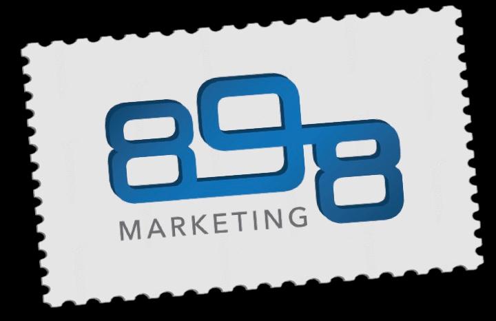 A postage stamp with the 898 marketing logo on top.