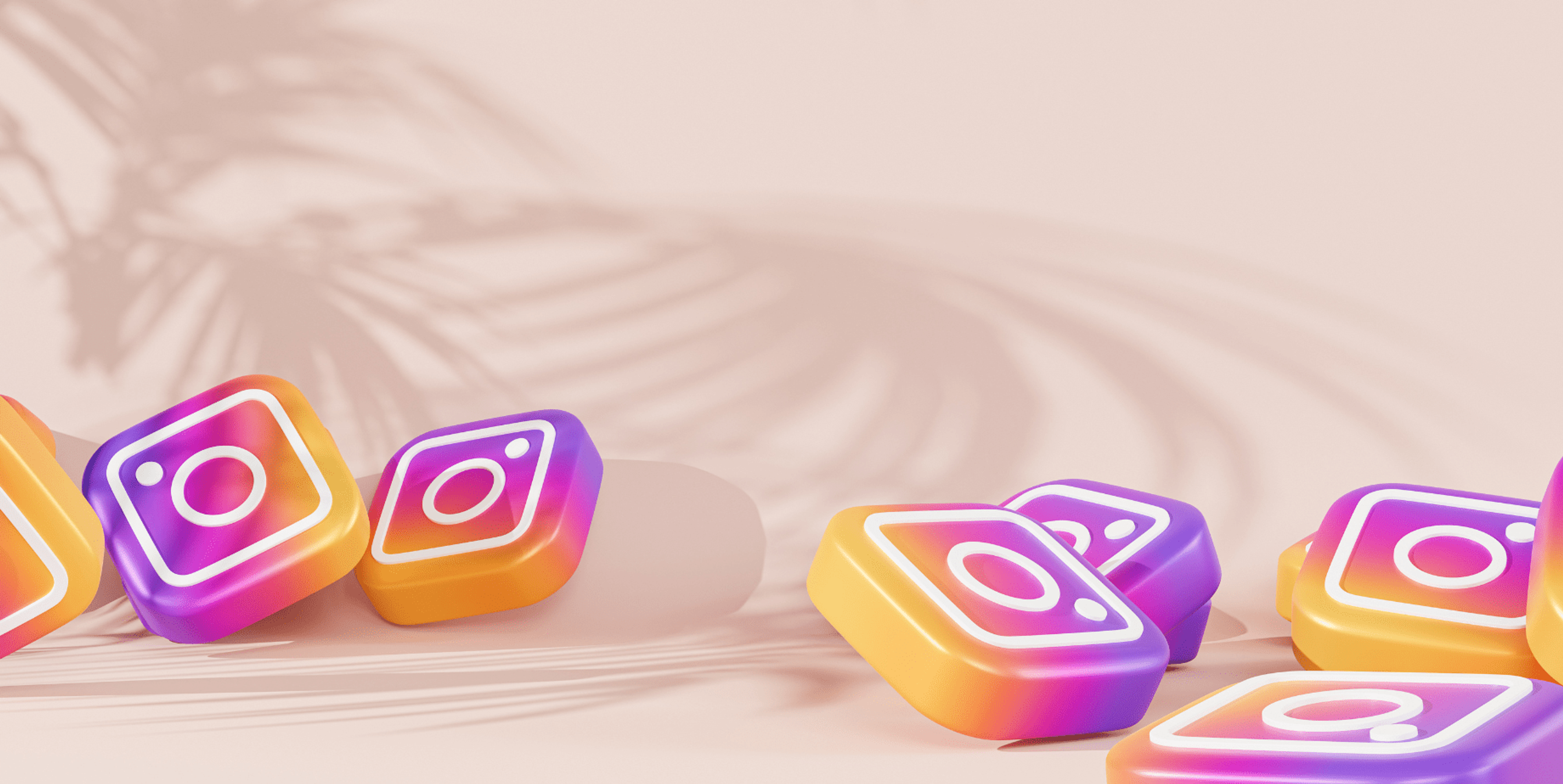 Pink background with instagram logo icons