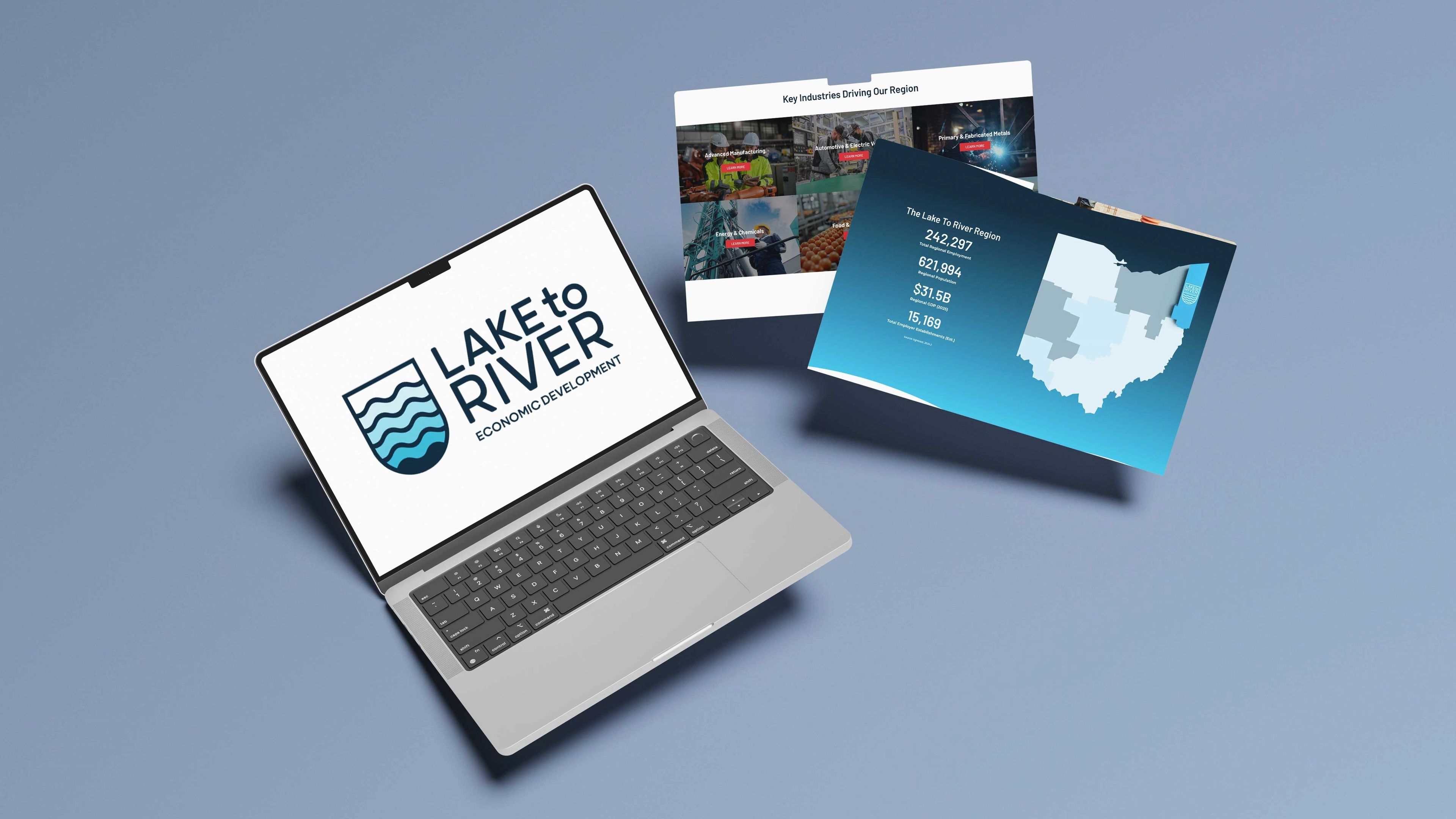 Lake to River Logo and website displayed on a computer.