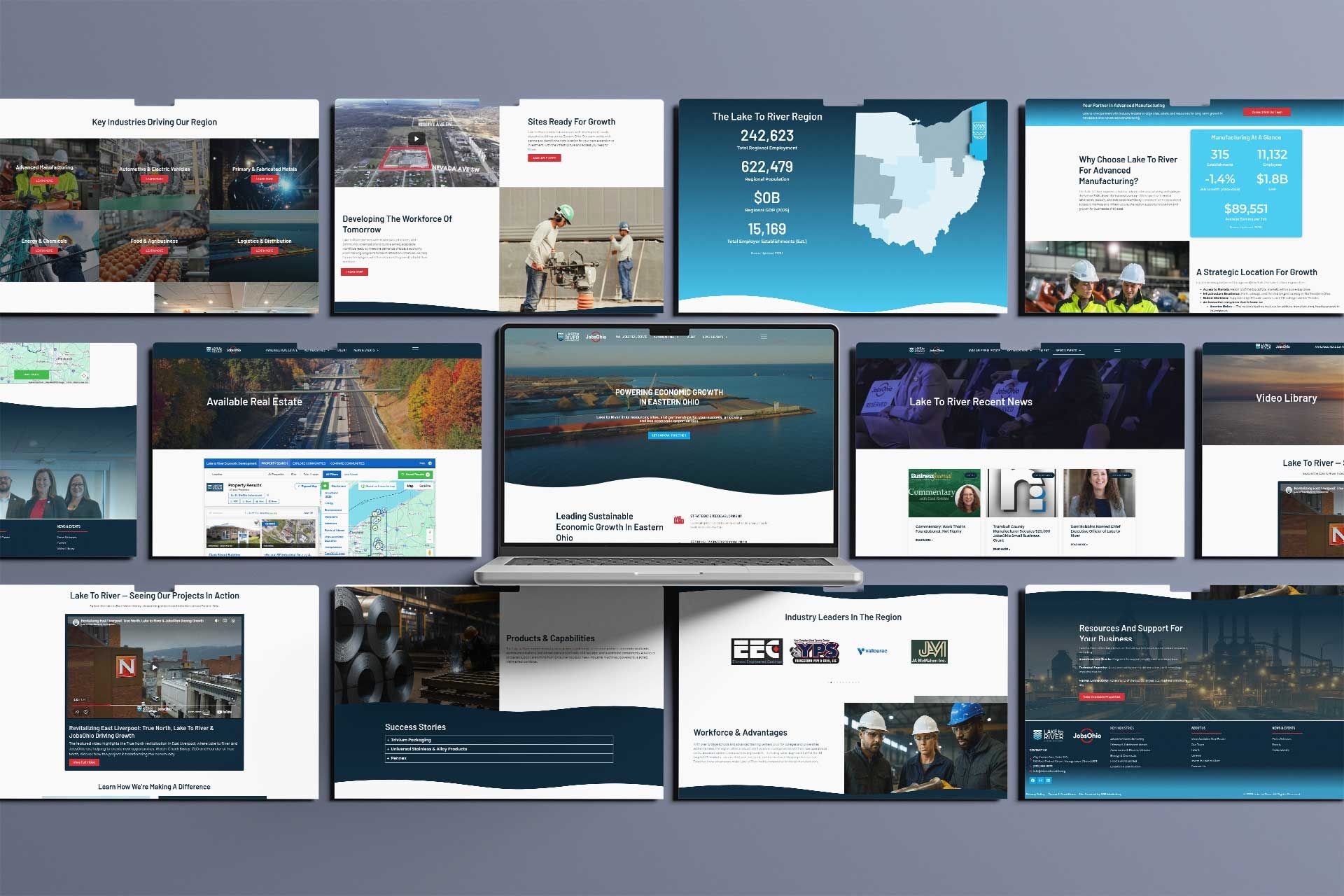 Lake to rivers websites displayed on a computer.