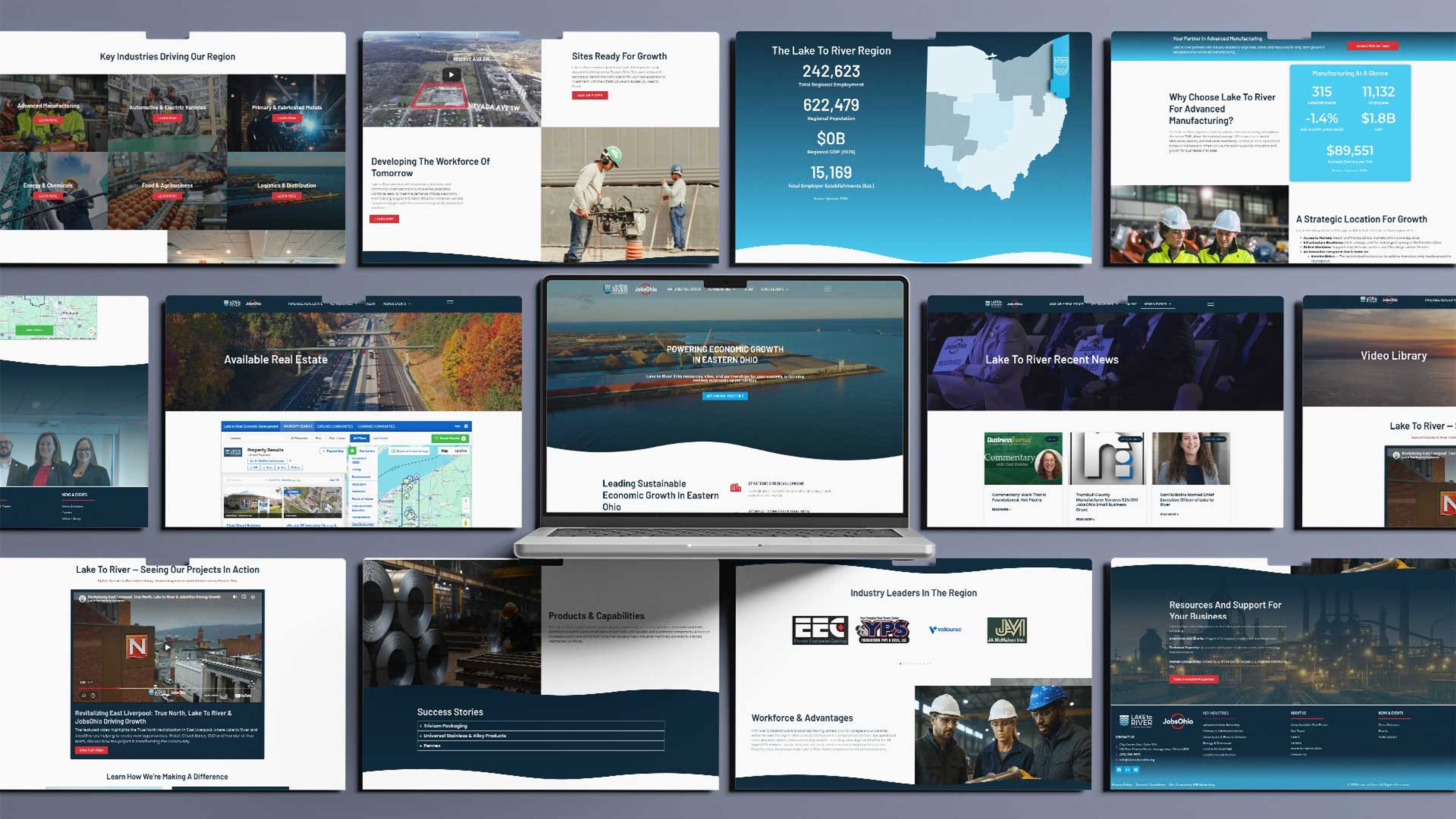Lake to rivers websites displayed on a computer.