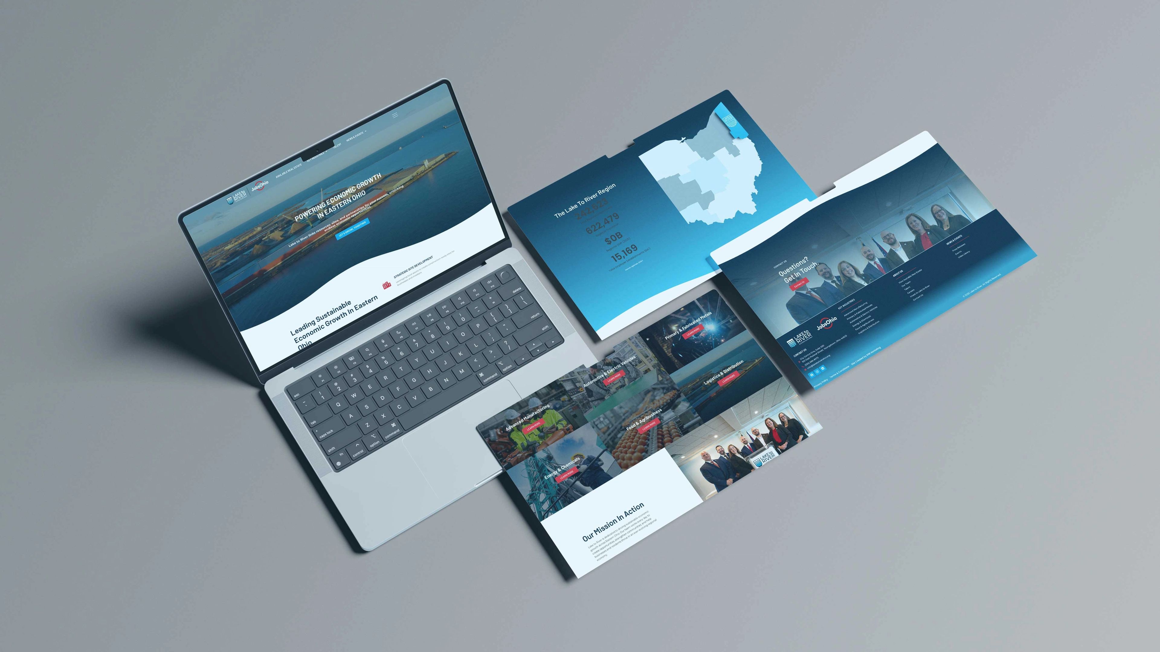 Lake to River's website displayed on a computer