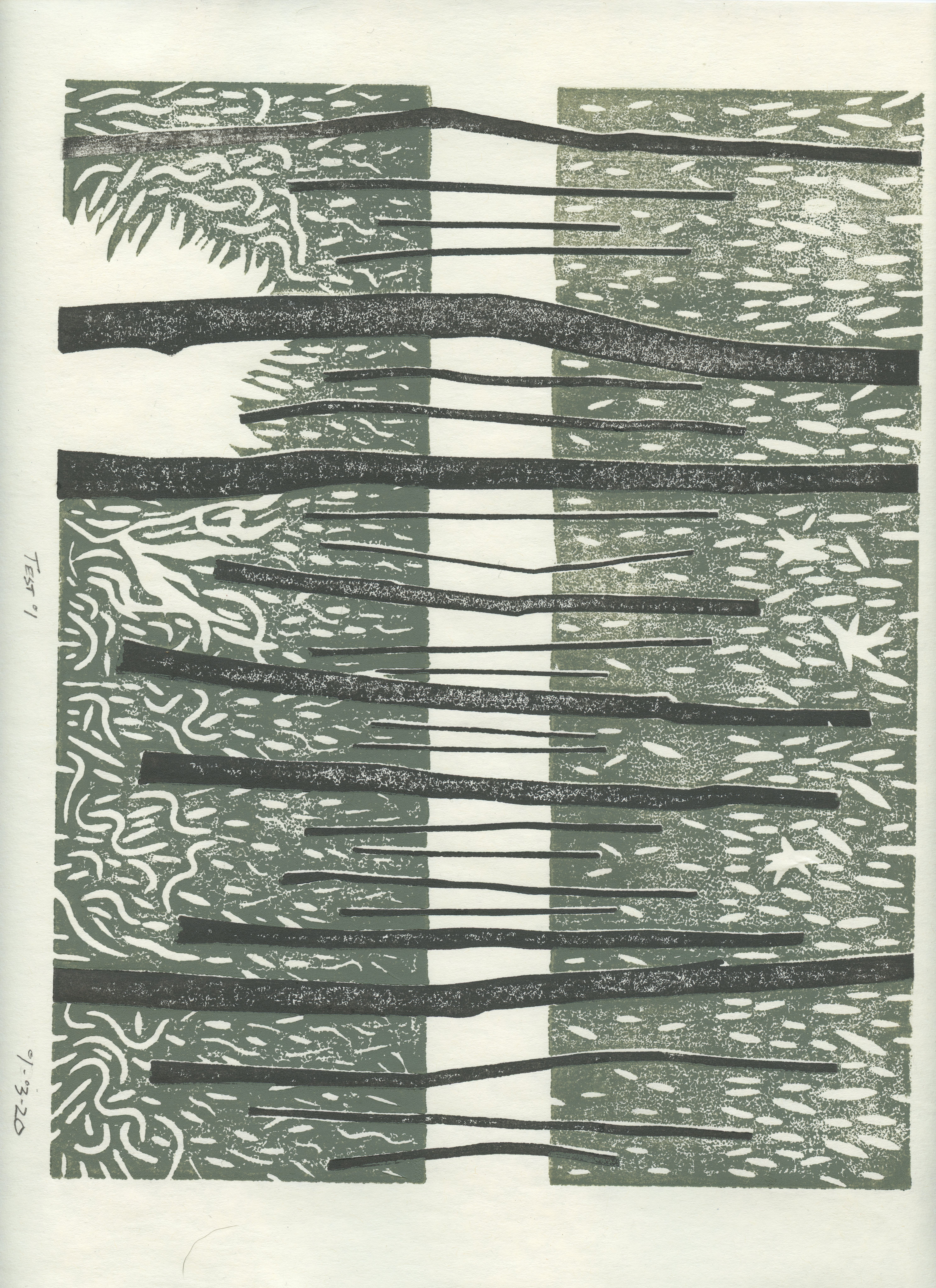 abstract blockprint of woodlands