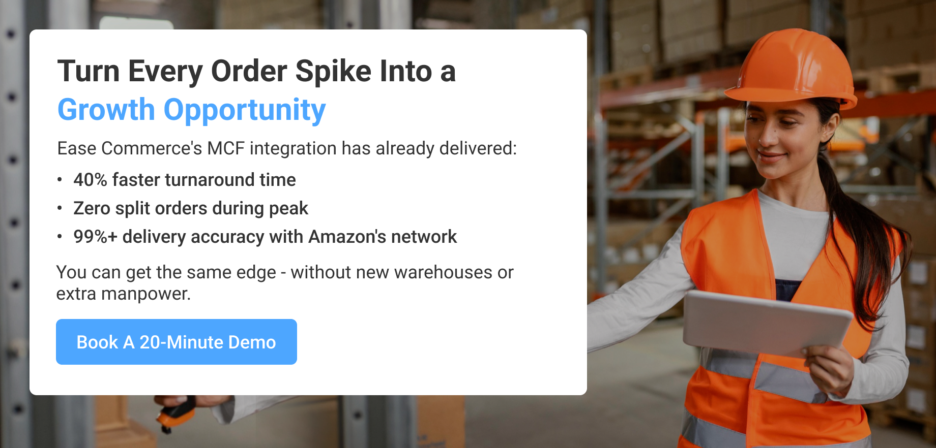 Amazon MCF integration gains with demo CTA