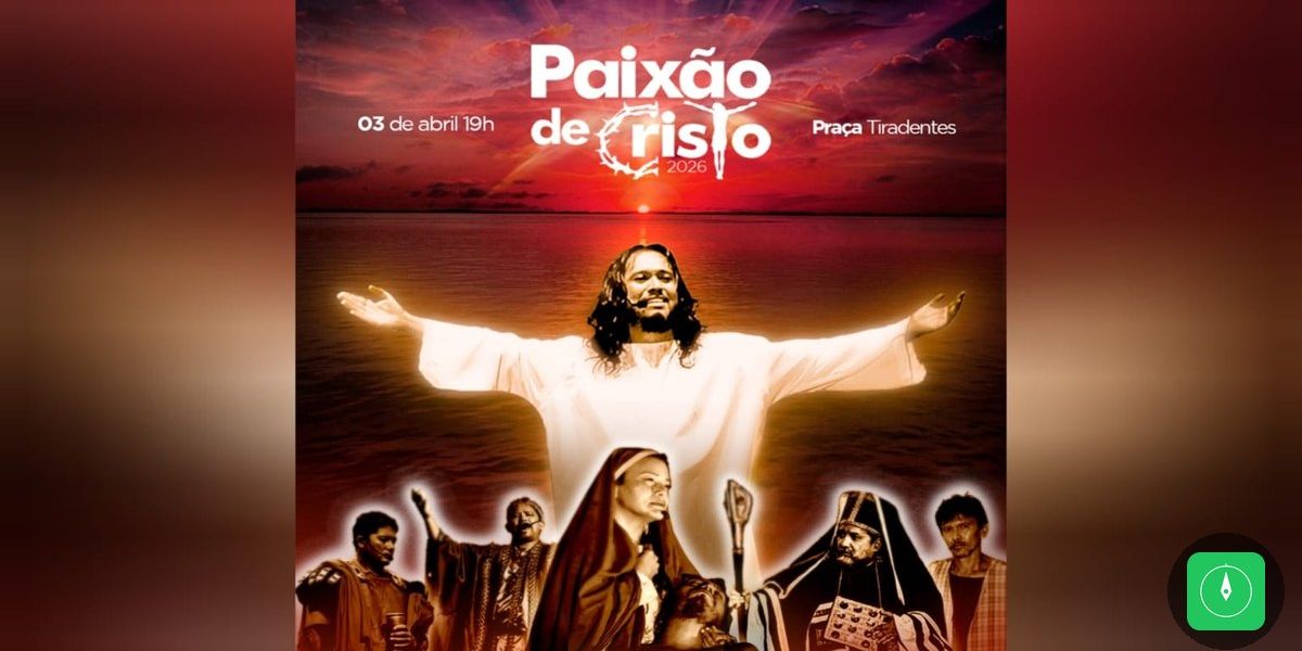 Paixão de Cristo 2026 em Santarém ganha cartaz oficial com imagens do Tapajós