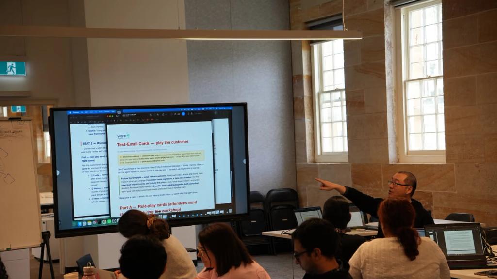 An exercise on screen asking participants to play the customer.