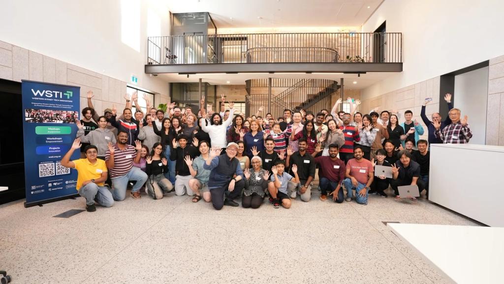 Hackathon builders gathered for a group photograph