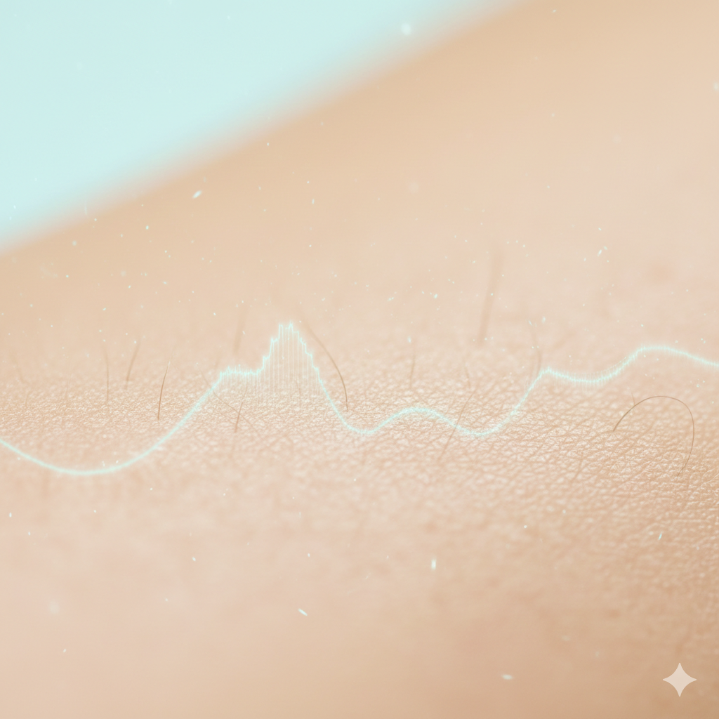 Close-up of smooth, youthful, glowing skin