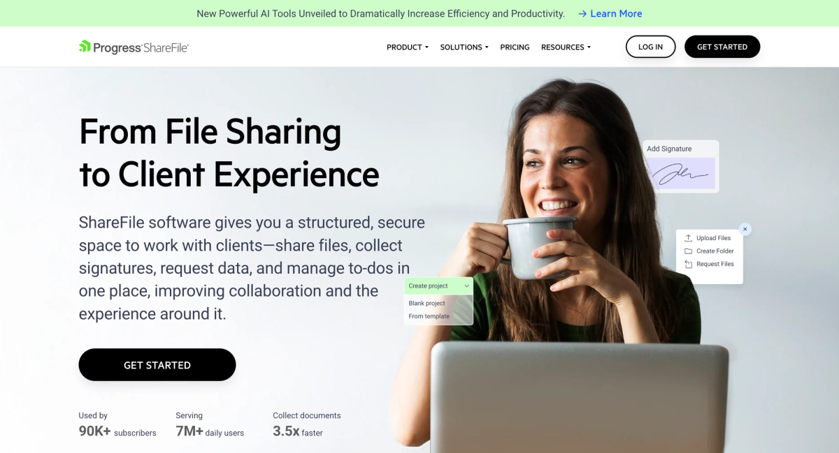 ShareFile software gives you a structured space to work with clients