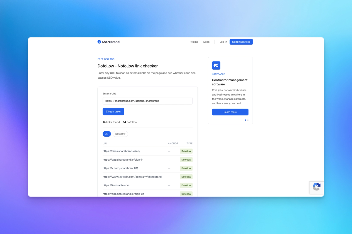 Free Dofollow Nofollow Link Checker by Sharebrand
