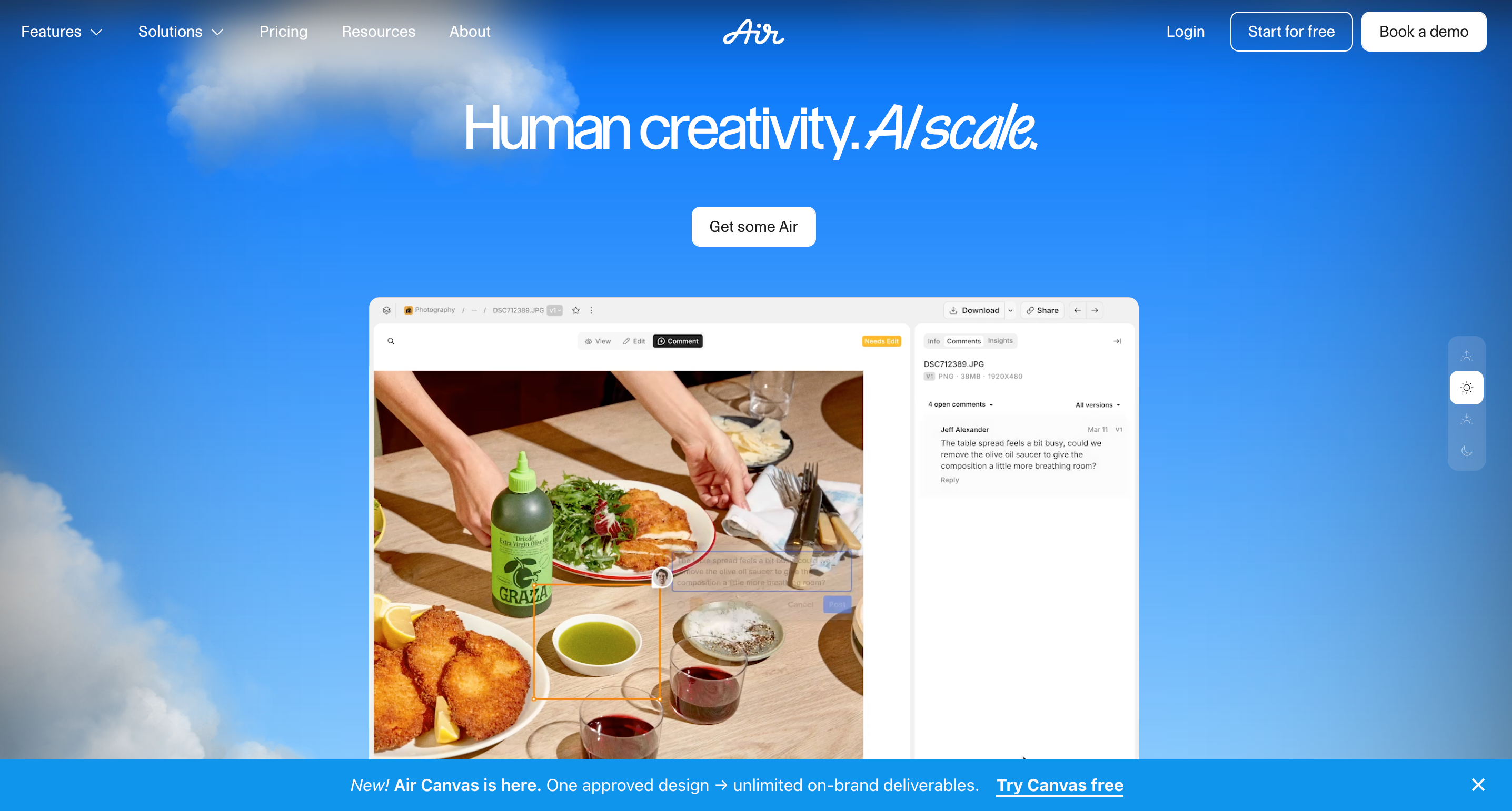 Air's visual workspace is its core strength for creative operations teams.