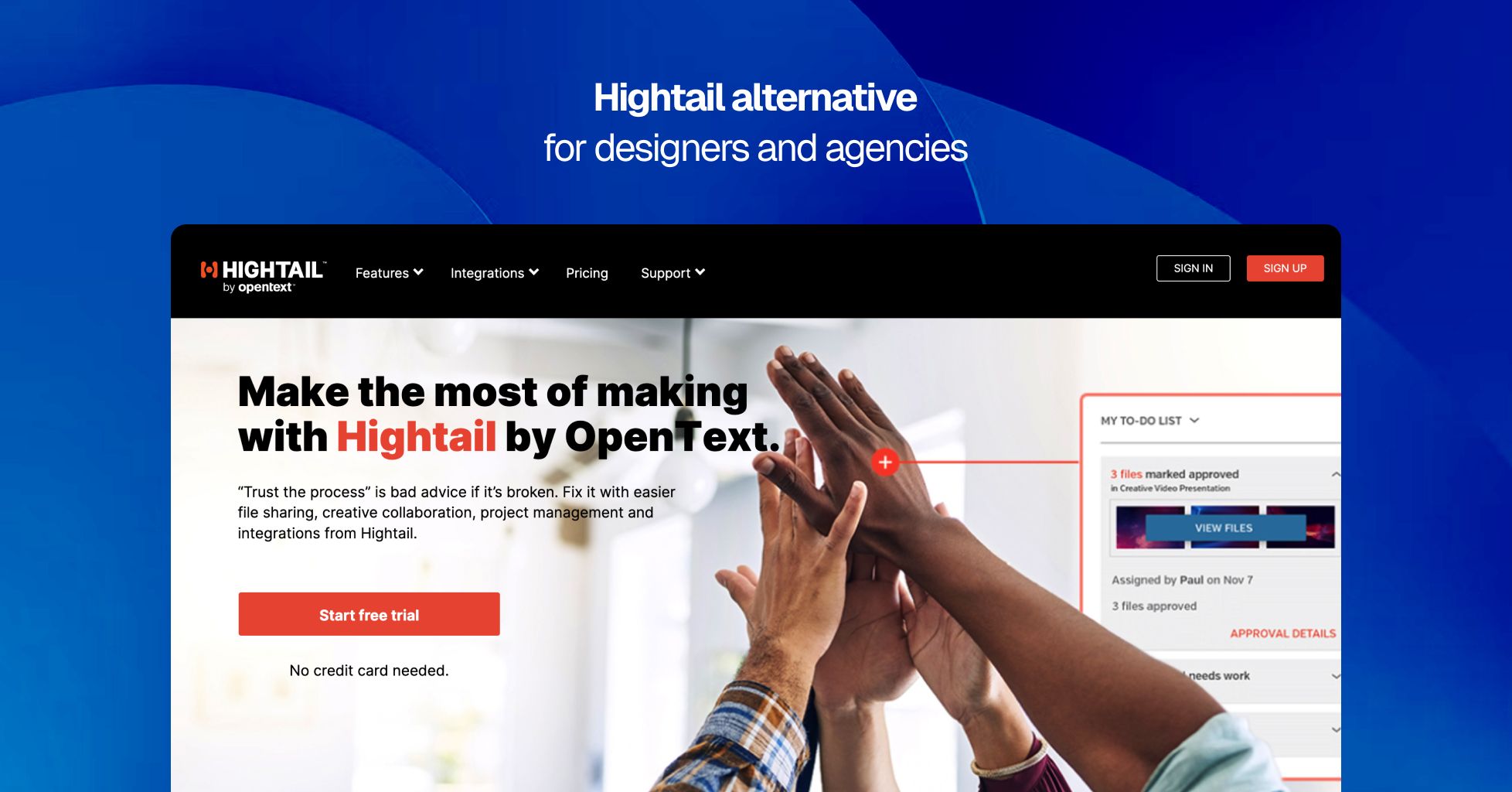Hightail alternative for agencies that deliver finished files to clients