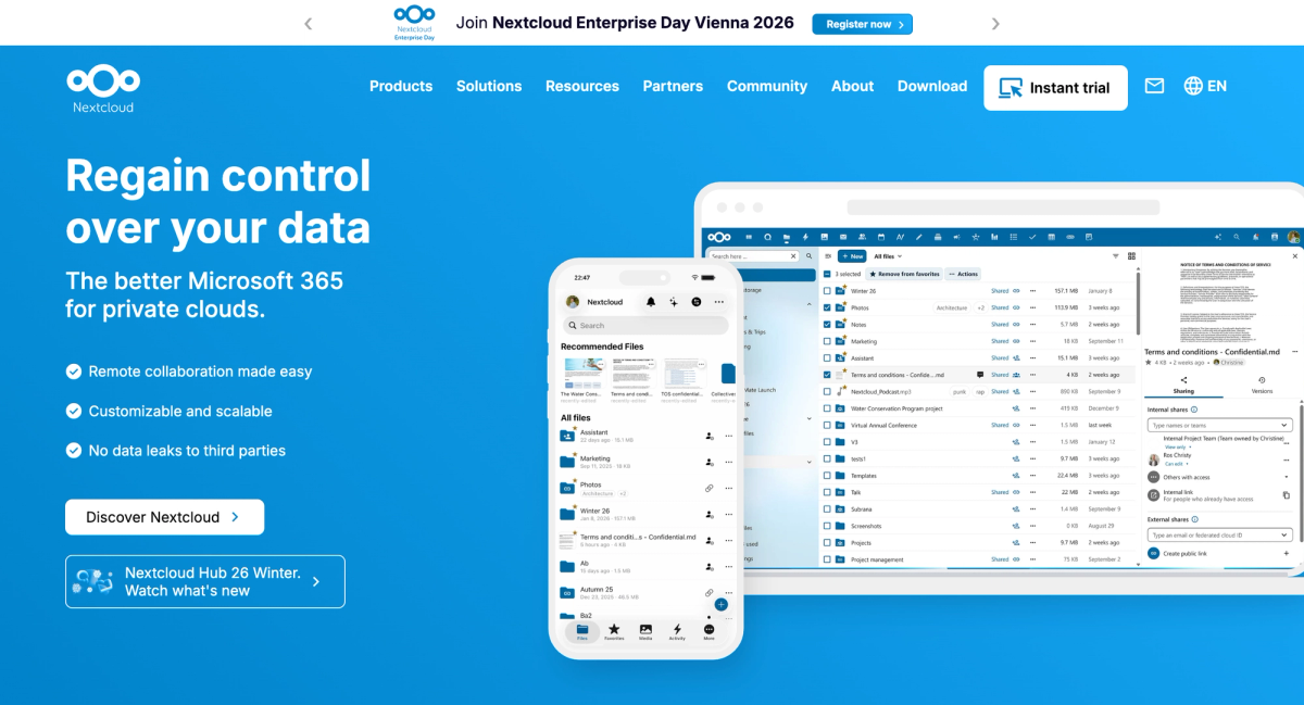 Nextcloud, a open source content collaboration platform