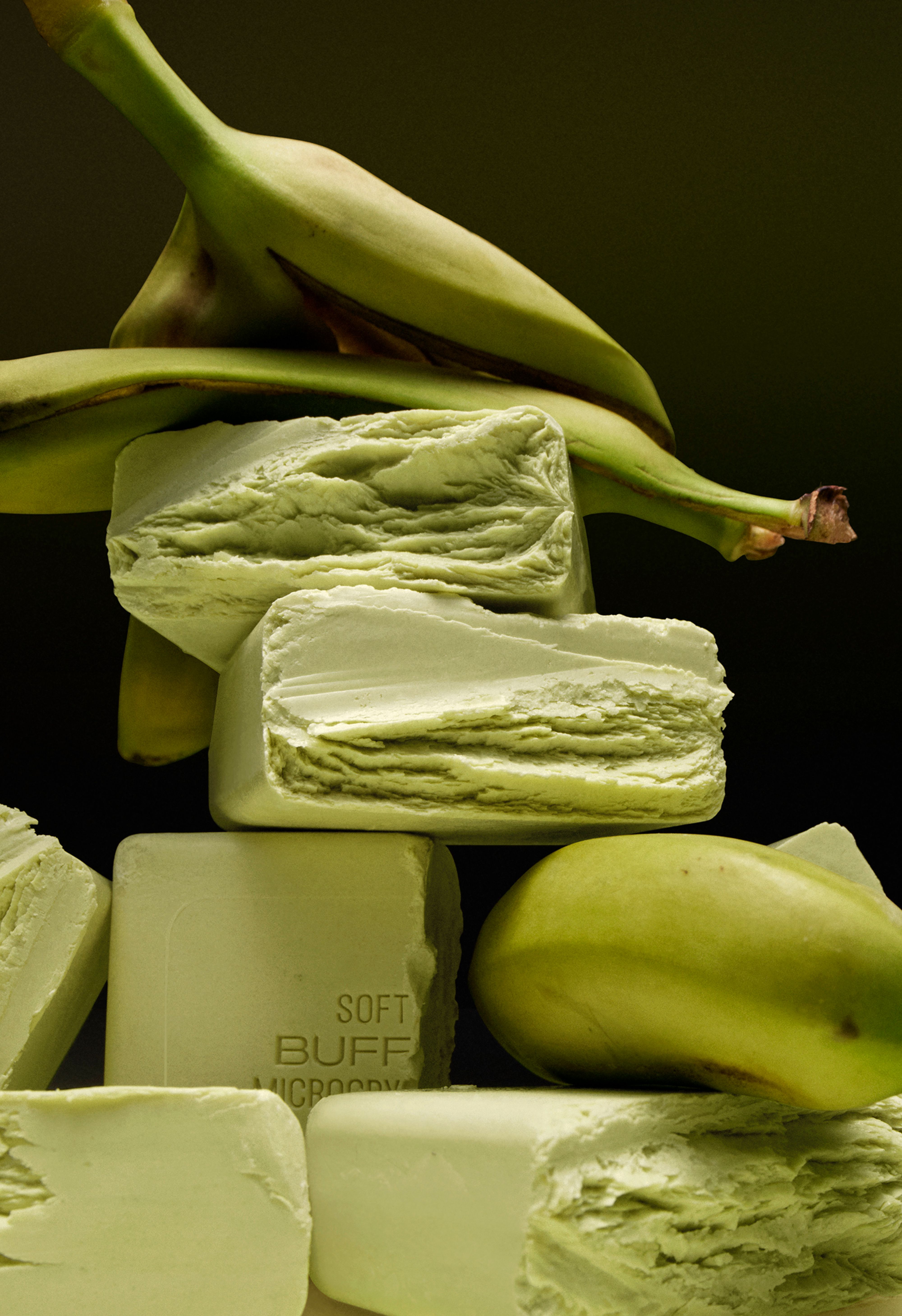 Green Banana Buffing Bar | Microcrystal Exfoliant for Body | Soft
