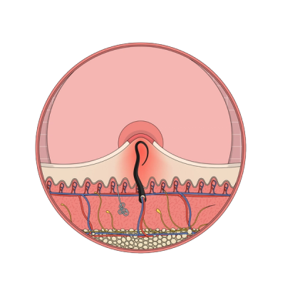 An illustration of an ingrown hair