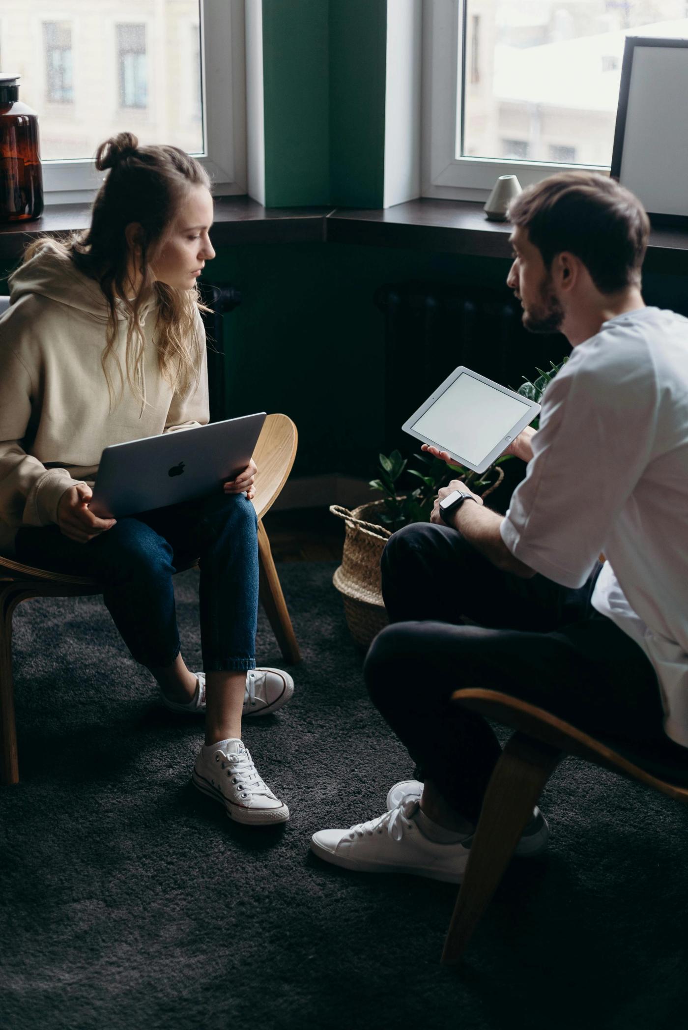 couple discussing wedding plans and budget