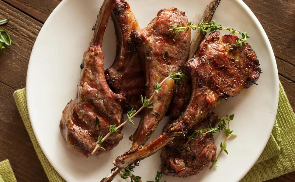 Grass Fed Lamb Chops on a Plate