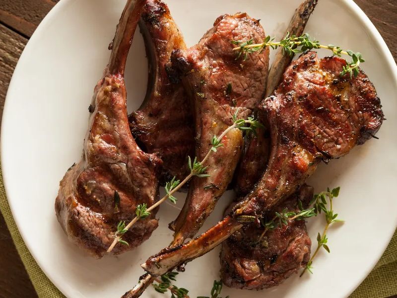 Grass Fed Lamb Chops on a Plate