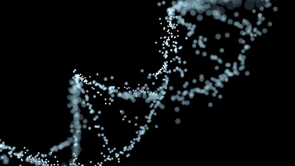 DNA Strand Glowing on a Black Background