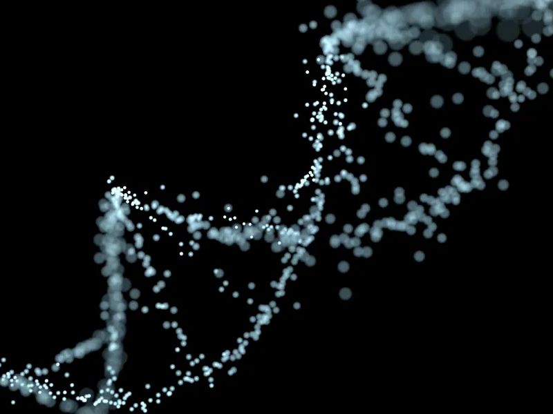 DNA Strand Glowing on a Black Background