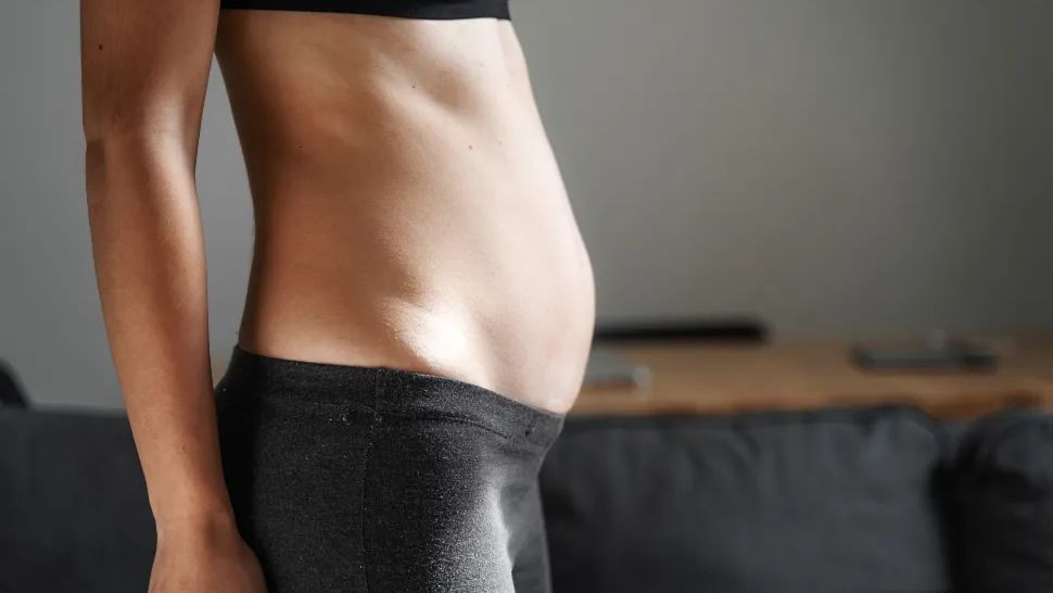 Bloated Woman Stomach Anxious