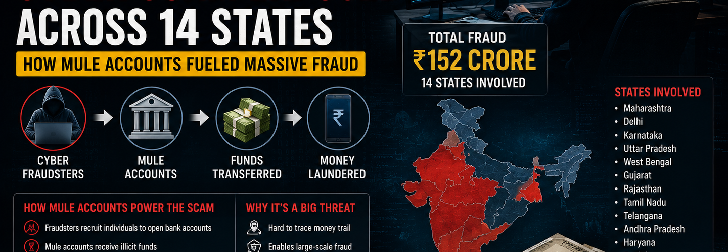 ₹152 Crore Cyber Scam Exposed Across 14 States – How Mule Accounts Fueled Massive Fraud