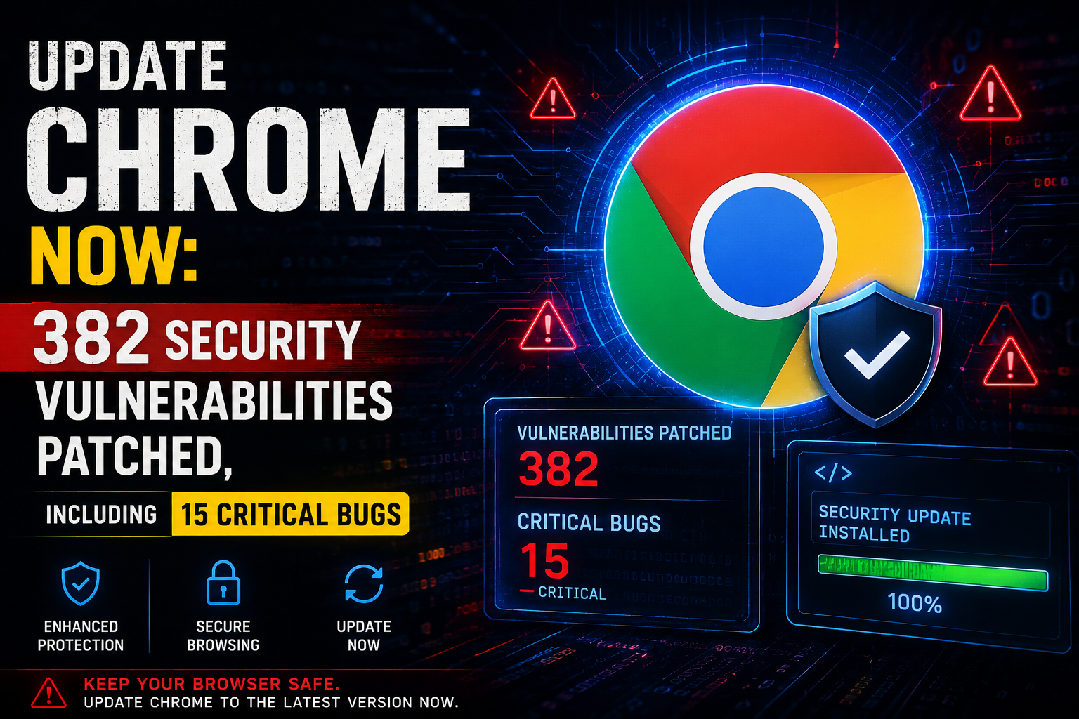 Update Chrome Now: 382 Security Vulnerabilities Patched, Including 15 Critical Bugs