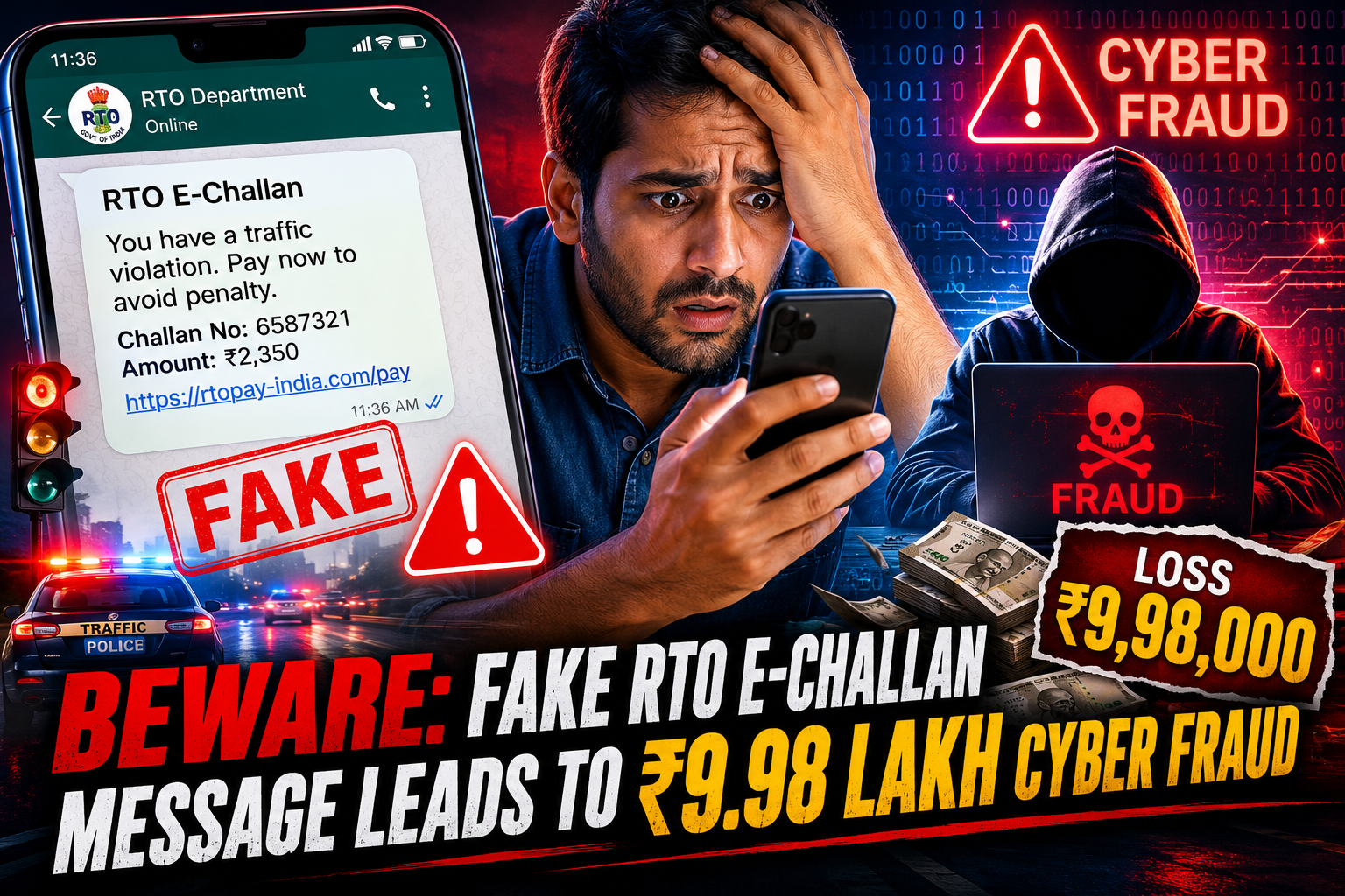 Beware: Fake RTO E-Challan Message Leads to ₹9.98 Lakh Cyber Fraud | The Complete Cybersecurity Awareness Guide
