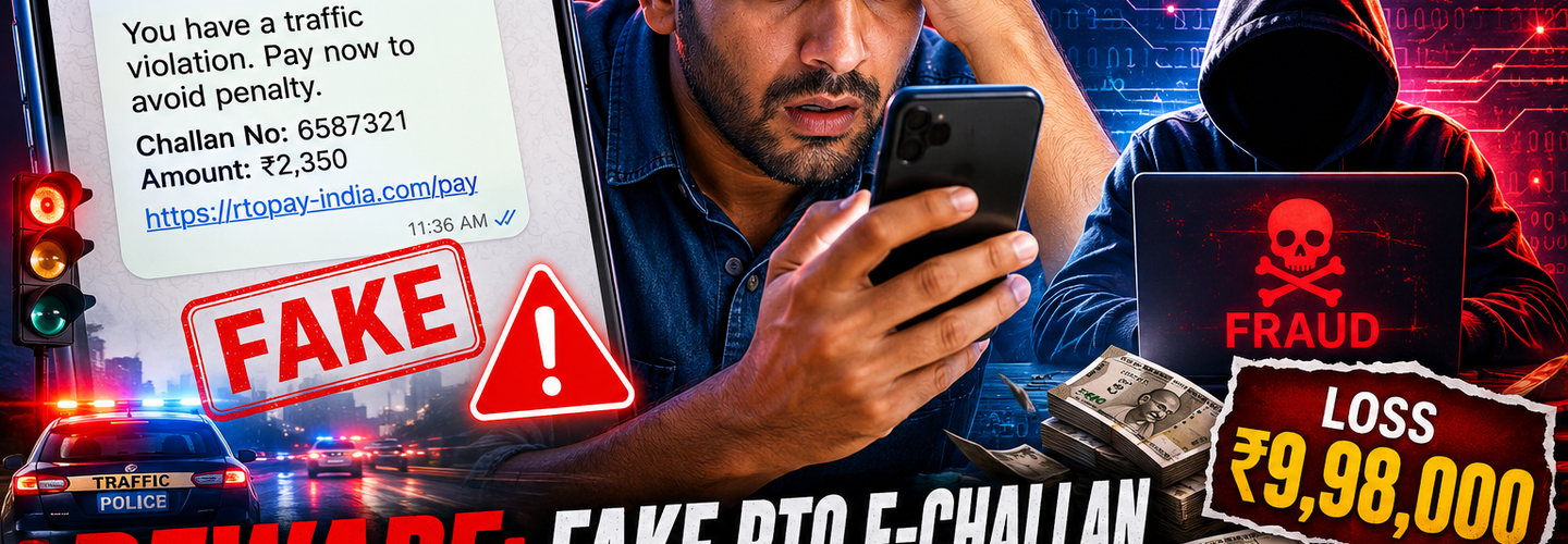 Beware: Fake RTO E-Challan Message Leads to ₹9.98 Lakh Cyber Fraud | The Complete Cybersecurity Awareness Guide