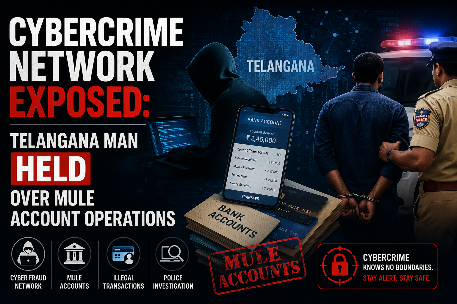Cybercrime Network Exposed: Telangana Man Held Over Mule Account Operations