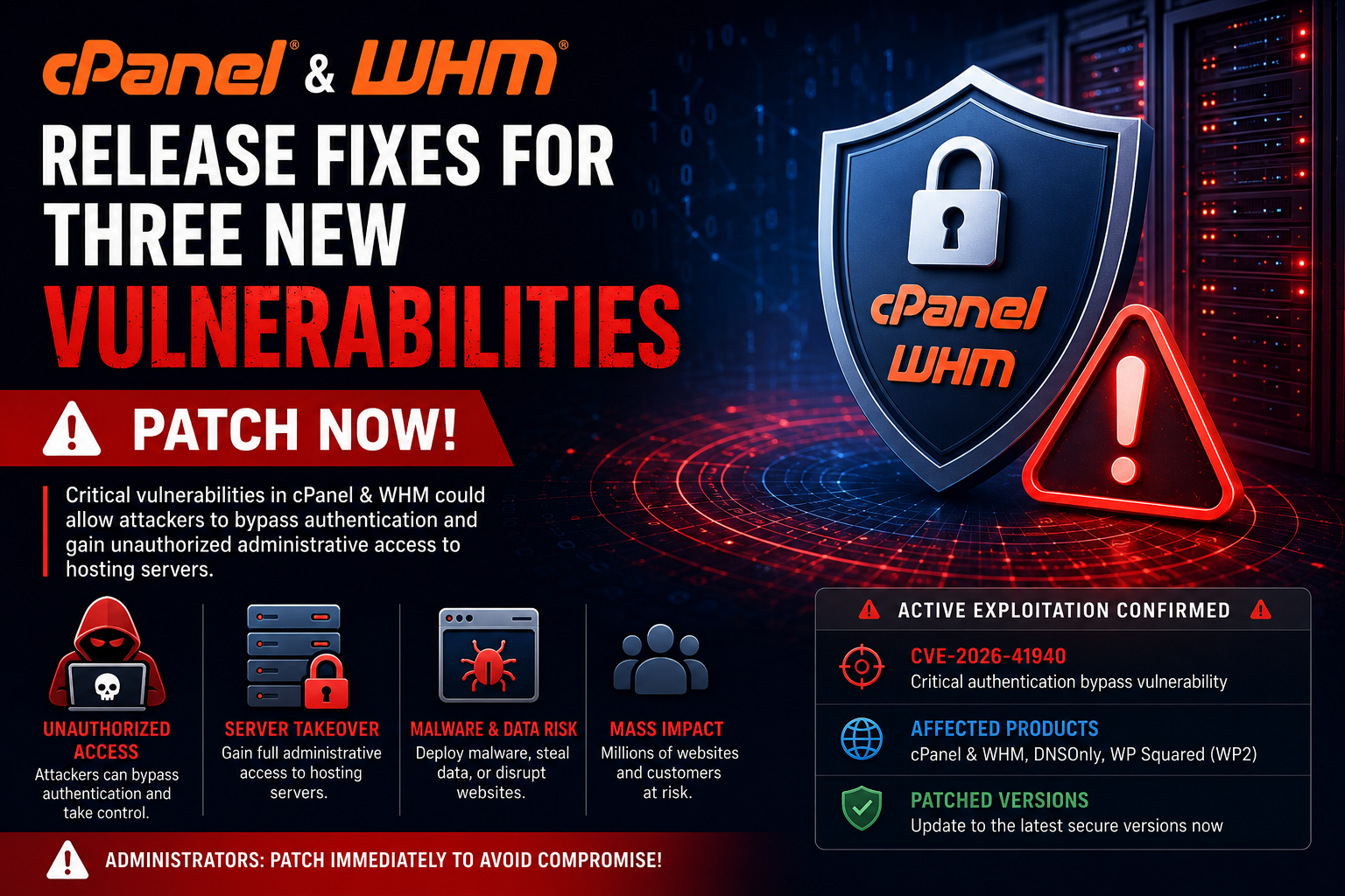 cPanel and WHM Release Emergency Fixes for Critical Vulnerabilities — Administrators Urged to Patch Immediately
