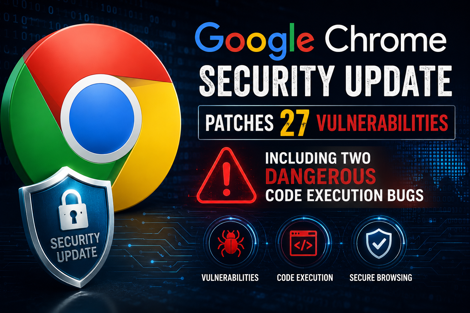 Google Chrome Security Update Patches 27 Vulnerabilities and Two Dangerous Code Execution Bugs