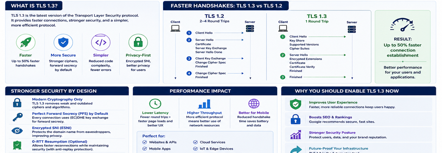 TLS 1.3 Guide: Faster Handshakes, Better Security, and Why You Should Enable It Now