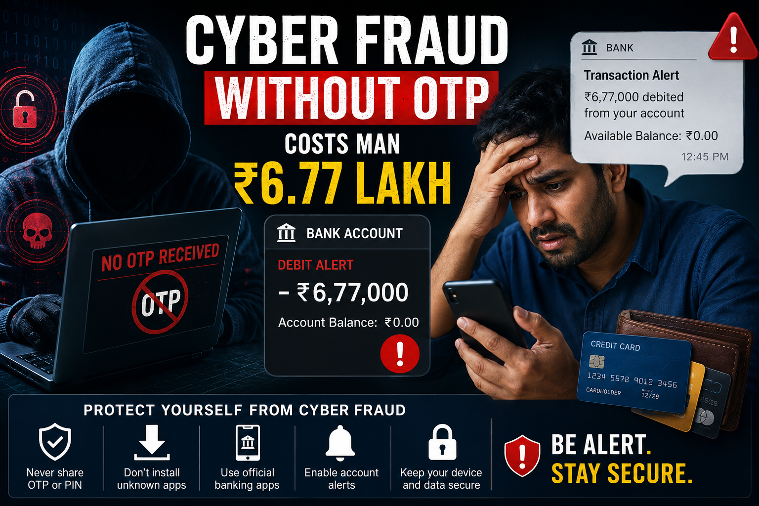 Cyber Fraud Without OTP Costs Man ₹6.77 Lakh