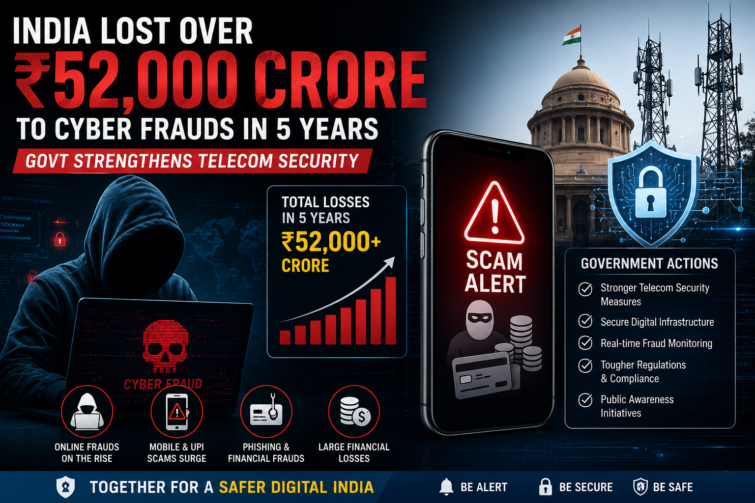 India Lost ₹52,000 Crore to Cyber Frauds in 5 Years – Govt Tightens Telecom Security