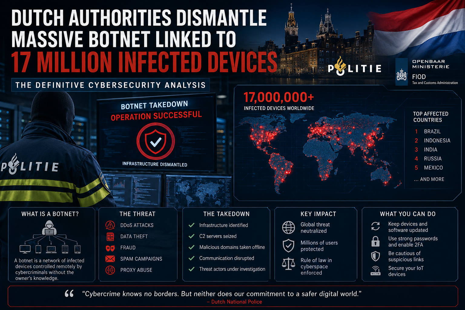Dutch Authorities Dismantle Massive Botnet Linked to 17 Million Infected Devices: The Definitive Cybersecurity Analysis
