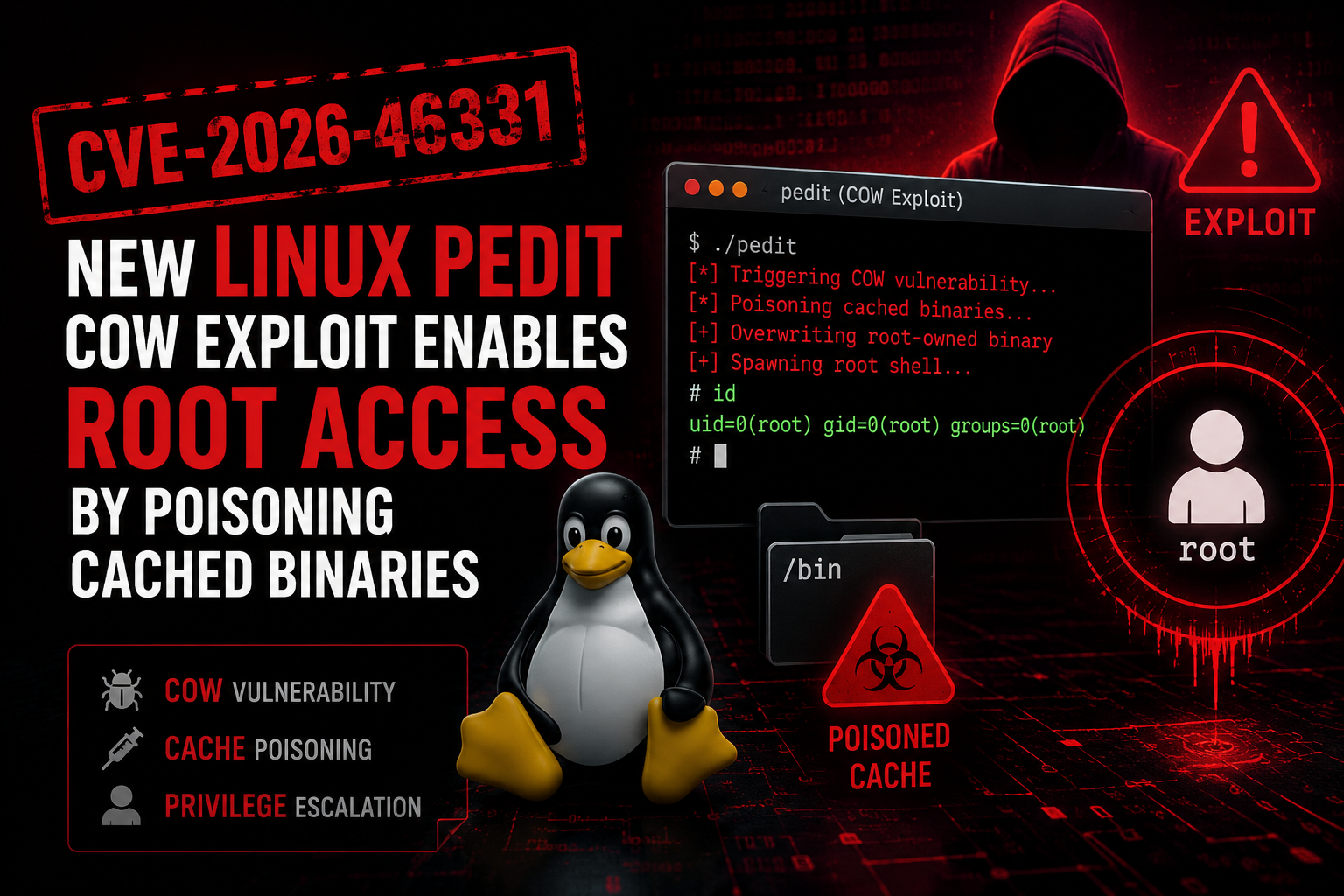 CVE-2026-46331: New Linux pedit COW Exploit Enables Root Access by Poisoning Cached Binaries