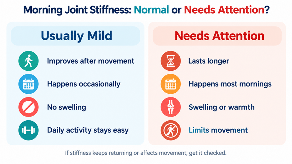 morning joint stiffness need attention Vs normal