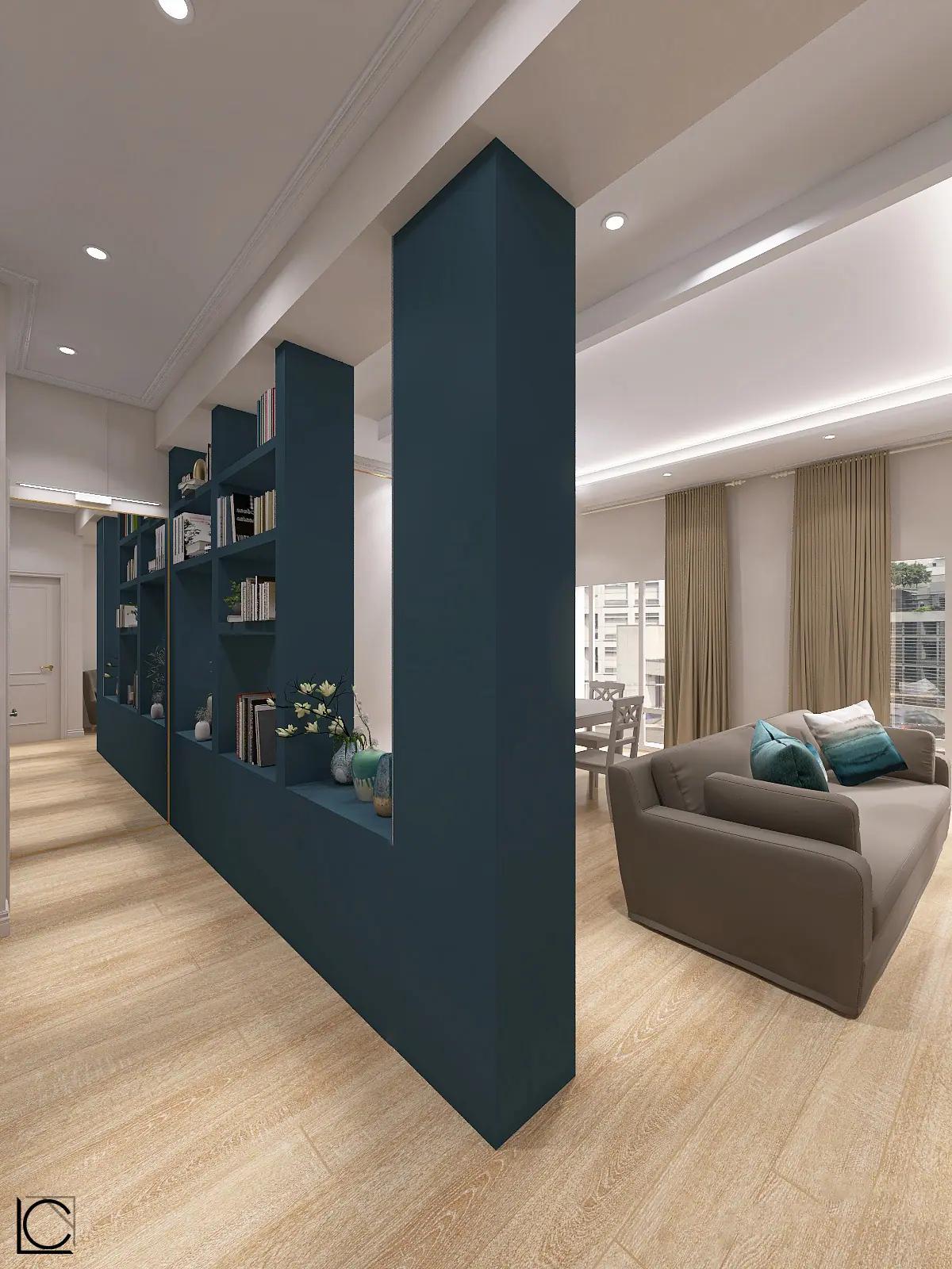 Casa con libreria blu — vista 01