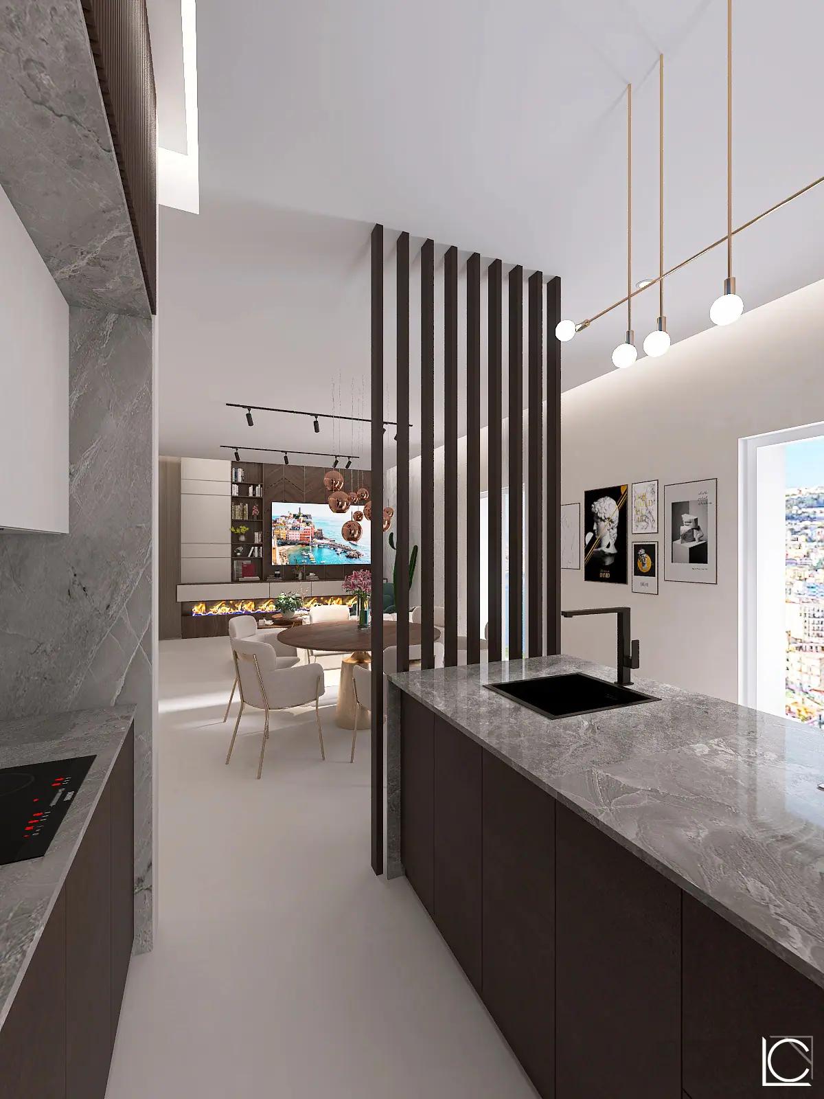 Casa bianca con camino — vista 01