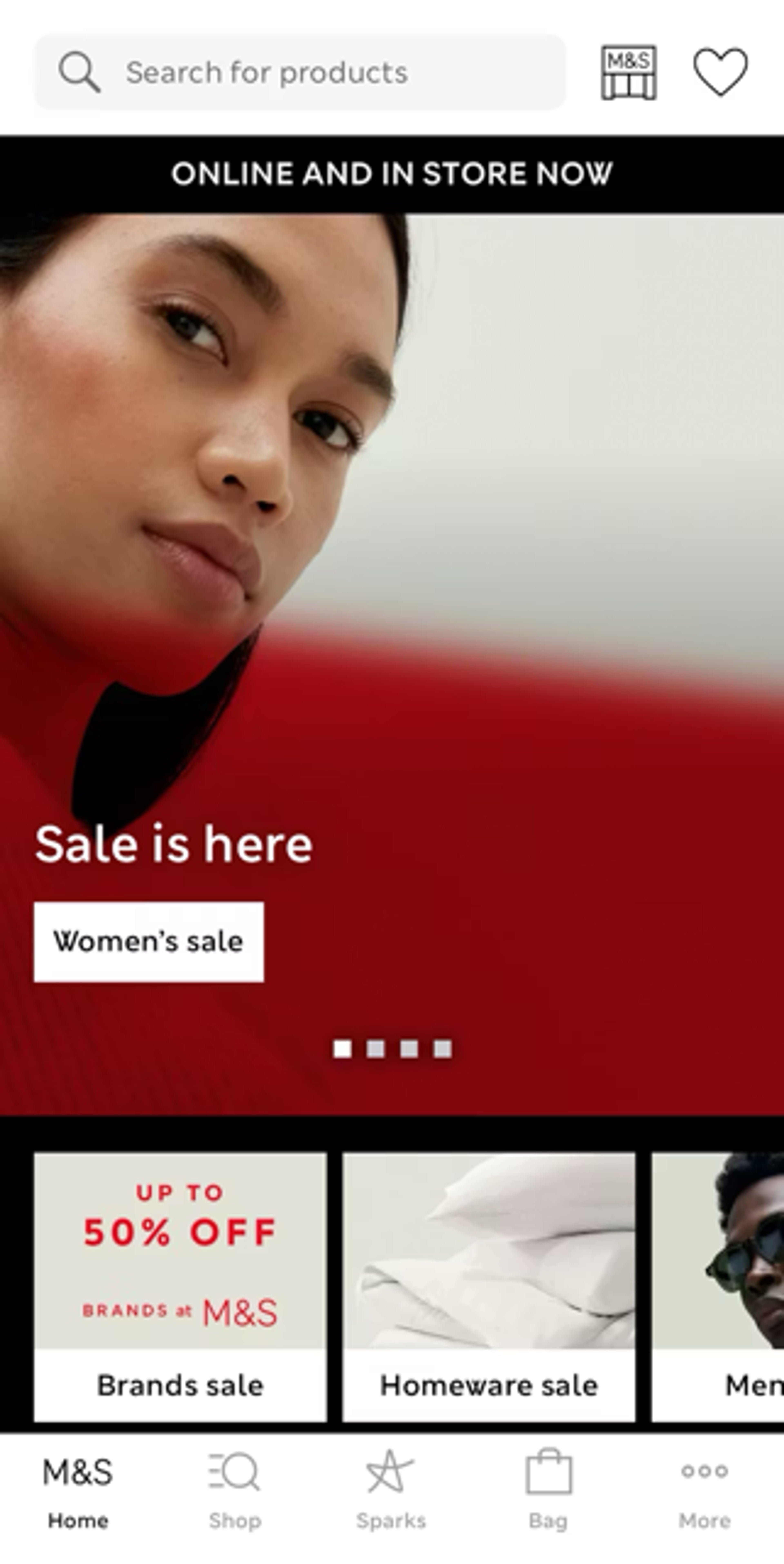 Carousel on Marks & Spencer's mobile ecommerce app